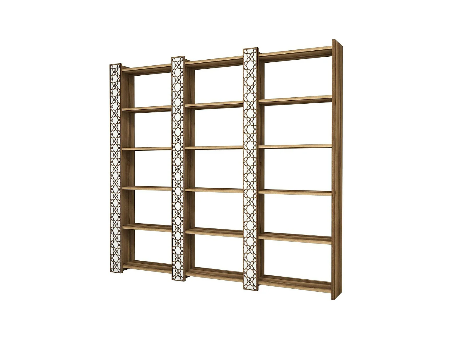 Bibliothèque Alula, Etagère de bureau, Porte-livre mobile, Librairie, 185x24h170 cm, Noyer et Blanc