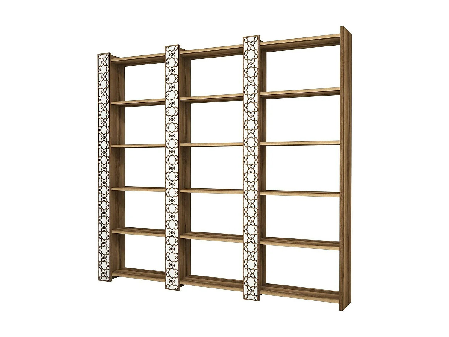 Bibliothèque Alula, Etagère de bureau, Porte-livre mobile, Librairie, 185x24h170 cm, Noyer et Blanc