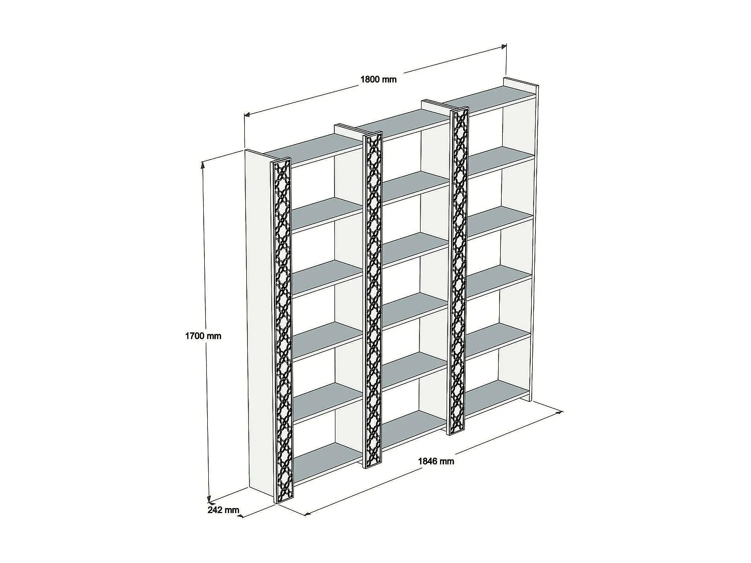 Bibliothèque Alula, Etagère de bureau, Porte-livre mobile, Librairie, 185x24h170 cm, Noyer et Blanc
