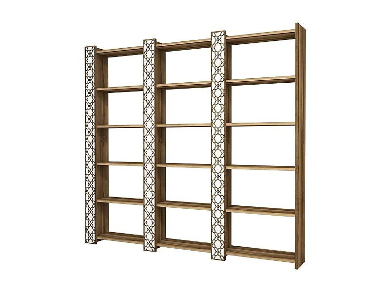 Bibliothèque Alula, Etagère de bureau, Porte-livre mobile, Librairie, 185x24h170 cm, Noyer et Blanc