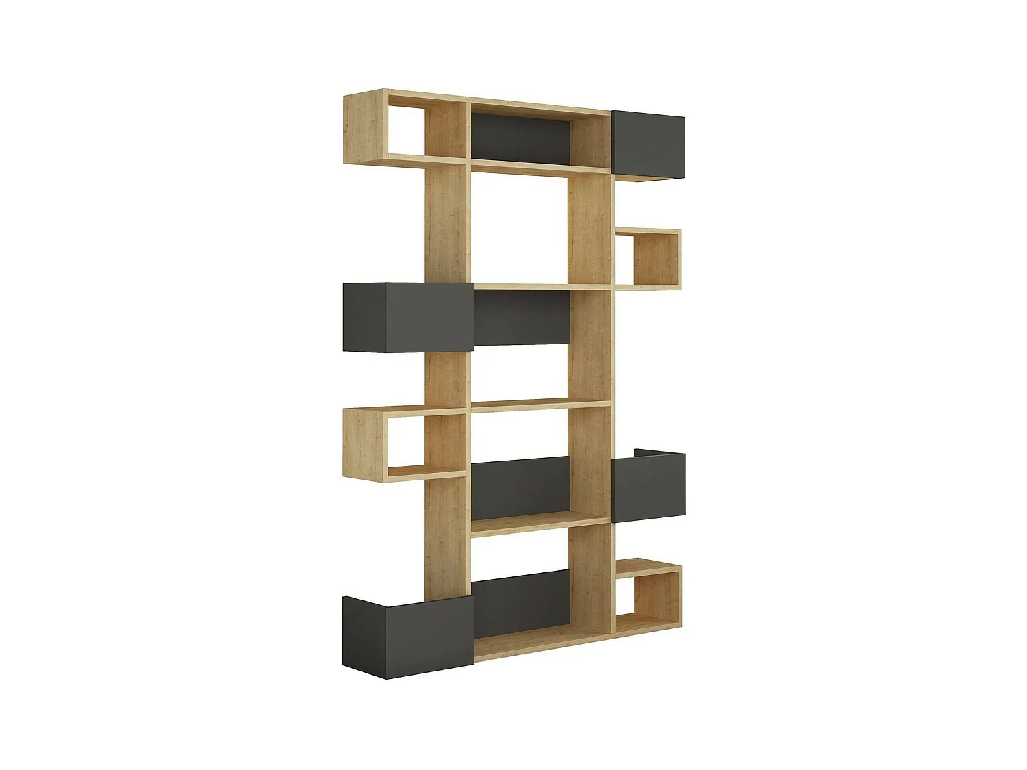 Dpiron bibliotheek, Kantoorplank, Boekensteunkast, Bibliotheek, 120x20h171 cm, Eiken en Antraciet