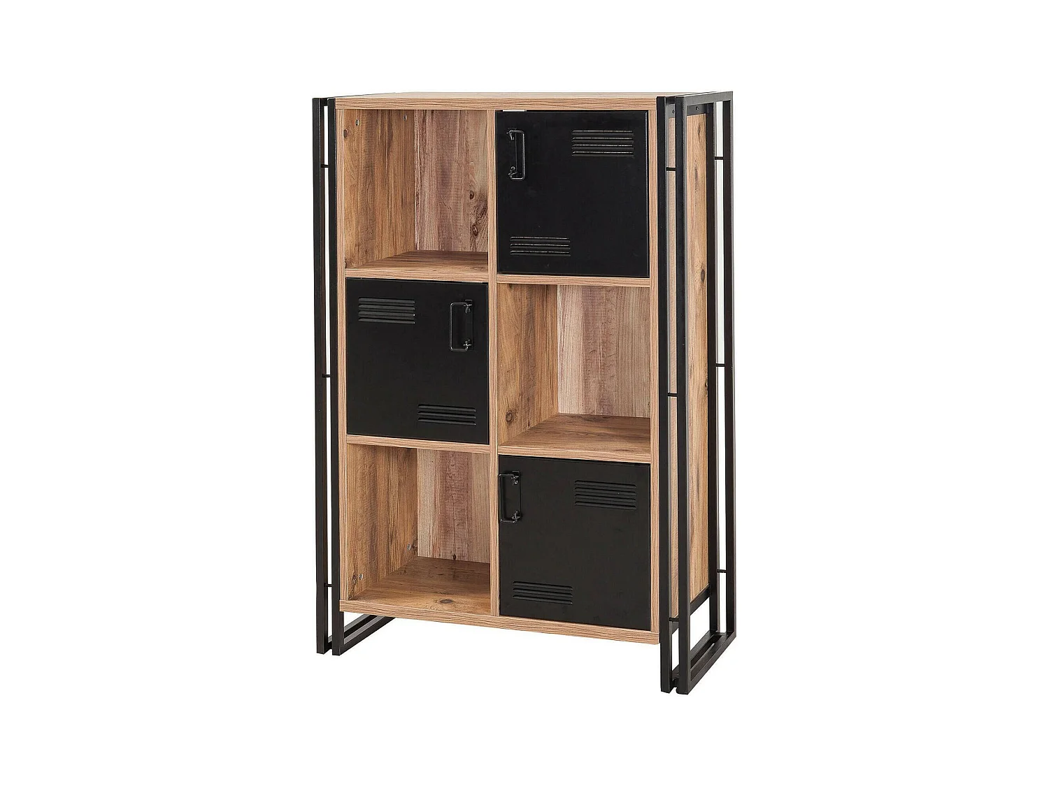 Bibliothèque Orion, Etagère de bureau, Porte-livre mobile, Librairie, 89x35h127 cm, Chêne et Noir