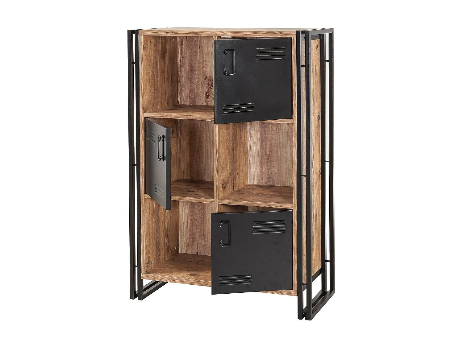 Bibliothèque Orion, Etagère de bureau, Porte-livre mobile, Librairie, 89x35h127 cm, Chêne et Noir