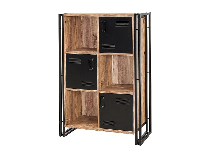 Dpecorin boekenkast, kantoorplank, Boekenhouder, Bibliotheek, 89x35h127 cm, Eik en Zwart