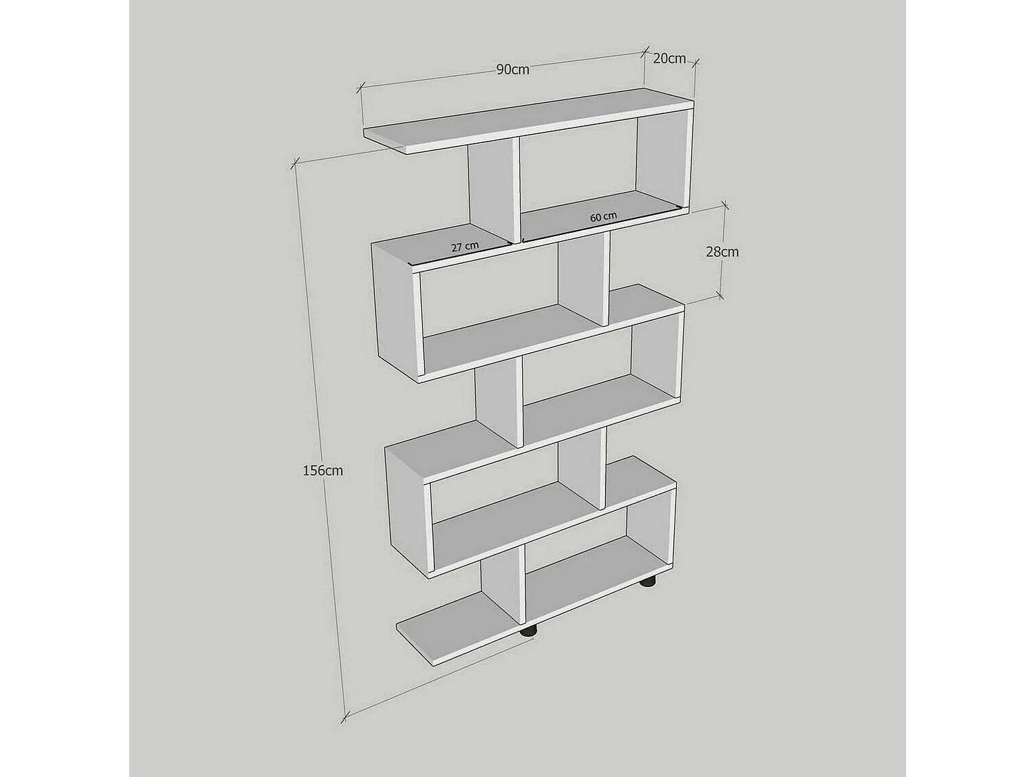 Dmarasch boekenkast, kantoorplank, boekenkast, bibliotheek, 90x20h156 cm, eik