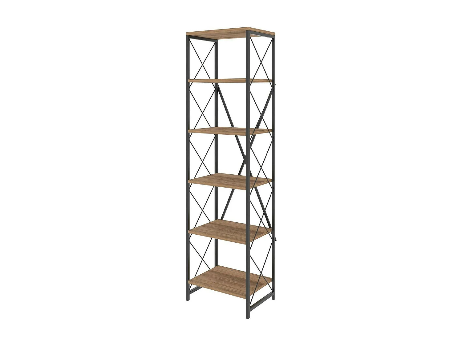Dpoll-boekenkast, kantoorplank, boekenkast, bibliotheek, 50x30h180 cm, eik en zwart