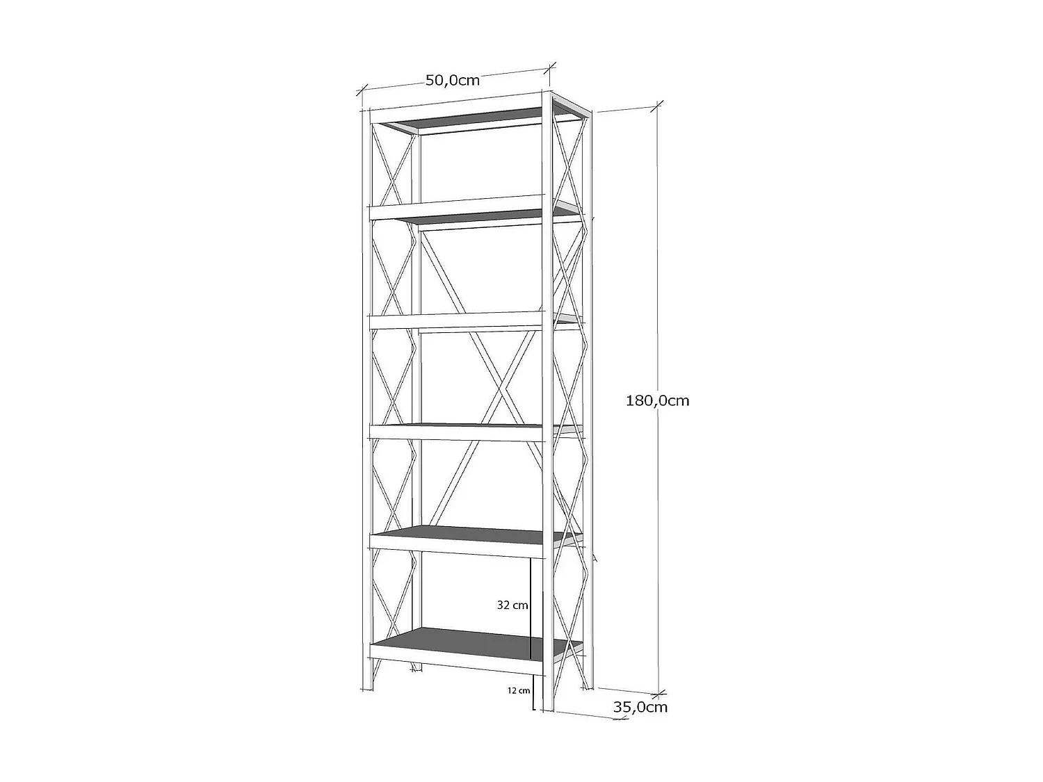 Dpoll-boekenkast, kantoorplank, boekenkast, bibliotheek, 50x30h180 cm, eik en zwart