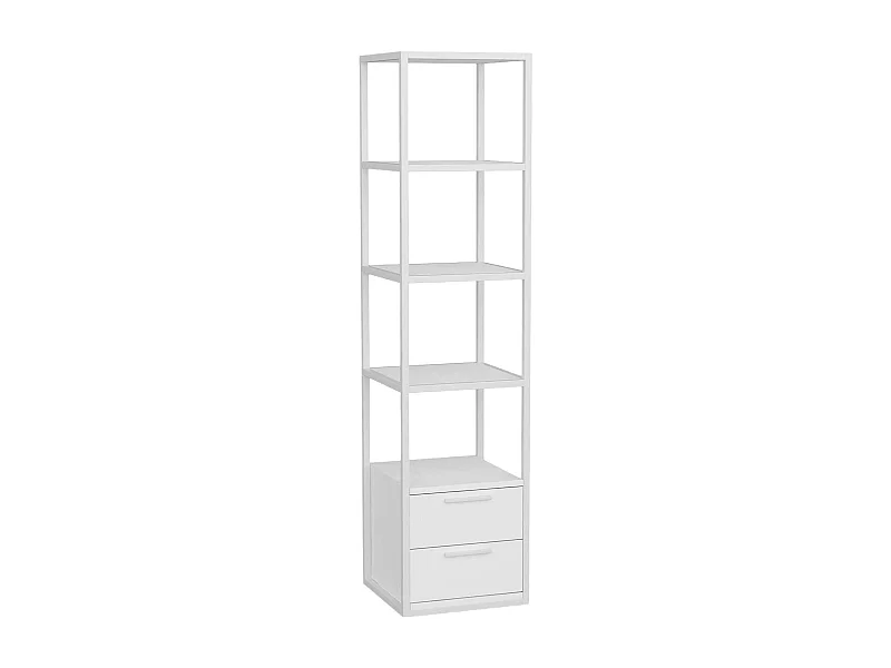 Bibliothèque Artemis, Etagère de bureau, Porte-livre mobile, Librairie, 39x39h169 cm, Blanc