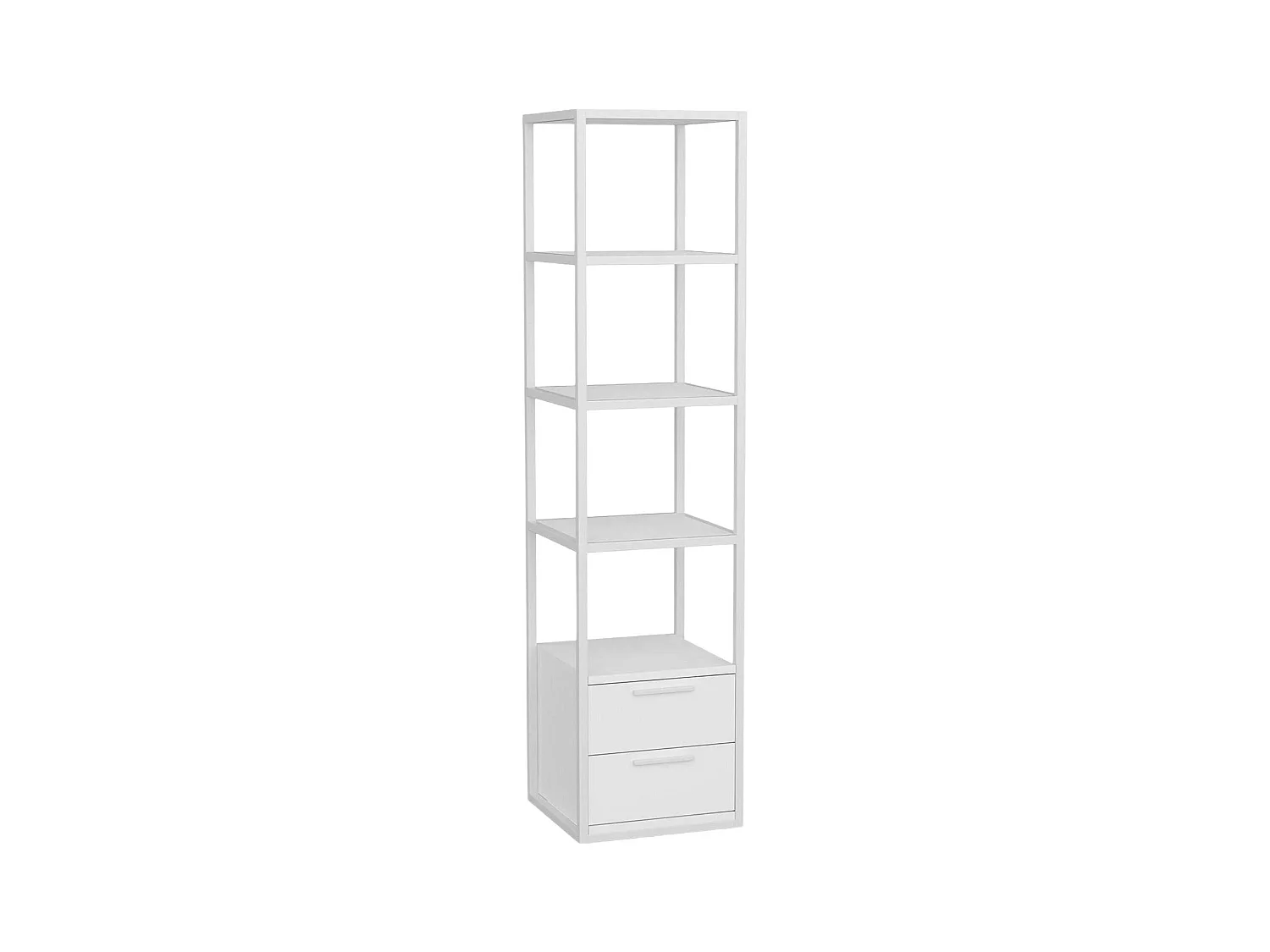 Bibliothèque Artemis, Etagère de bureau, Porte-livre mobile, Librairie, 39x39h169 cm, Blanc