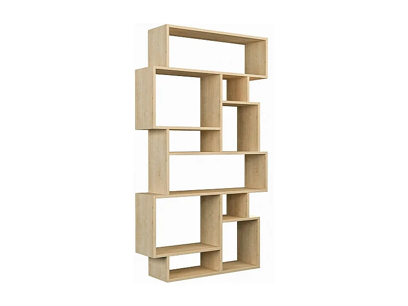 Bibliothèque Gacrux, Etagère de bureau, Porte-livre mobile, Librairie, 96x26h169 cm, Chêne