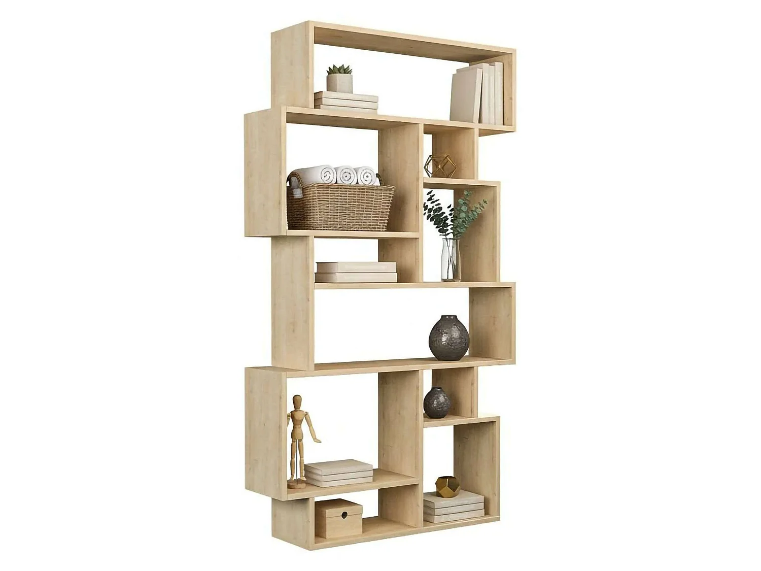 Bibliothèque Gacrux, Etagère de bureau, Porte-livre mobile, Librairie, 96x26h169 cm, Chêne