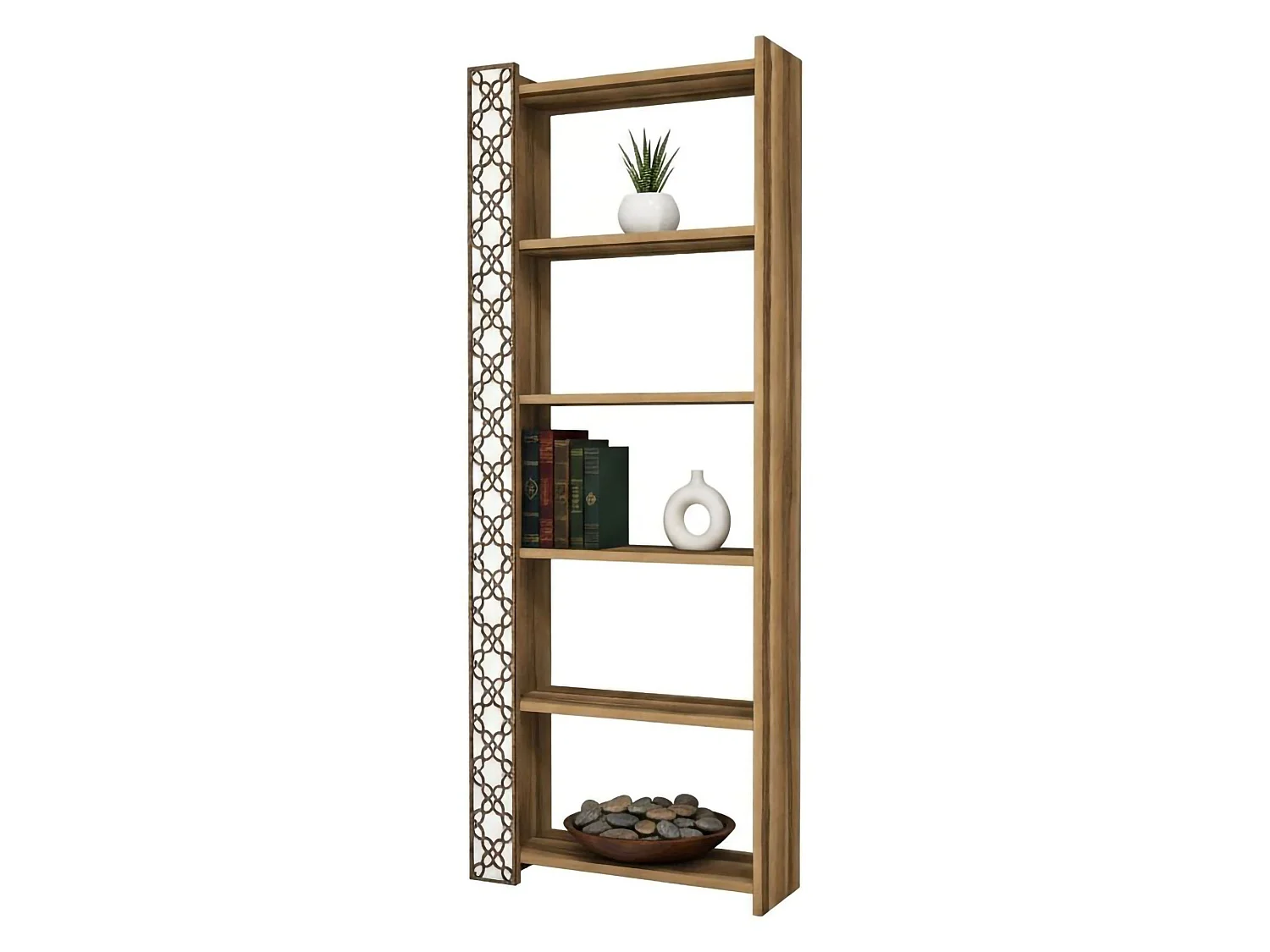 Estante para libros Destéve, Estante de oficina, Porta libros móvil, Biblioteca, 65x24h170 cm, Nogal y Blanco