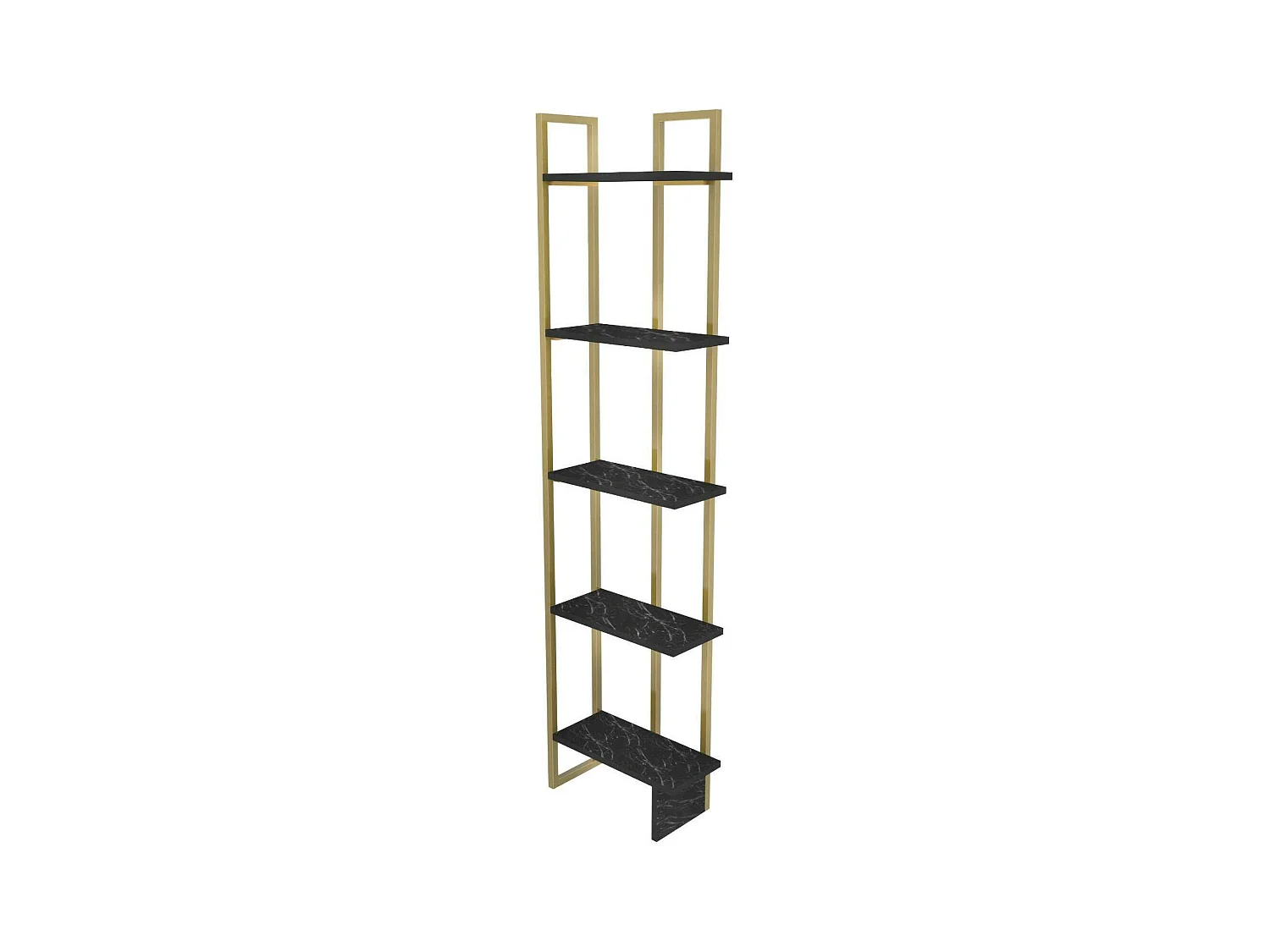 Dbradari Boekenkast, Plank dKantoor, Boekenkast, Bibliotheek, 45x22h180 cm, Zwart en Goud