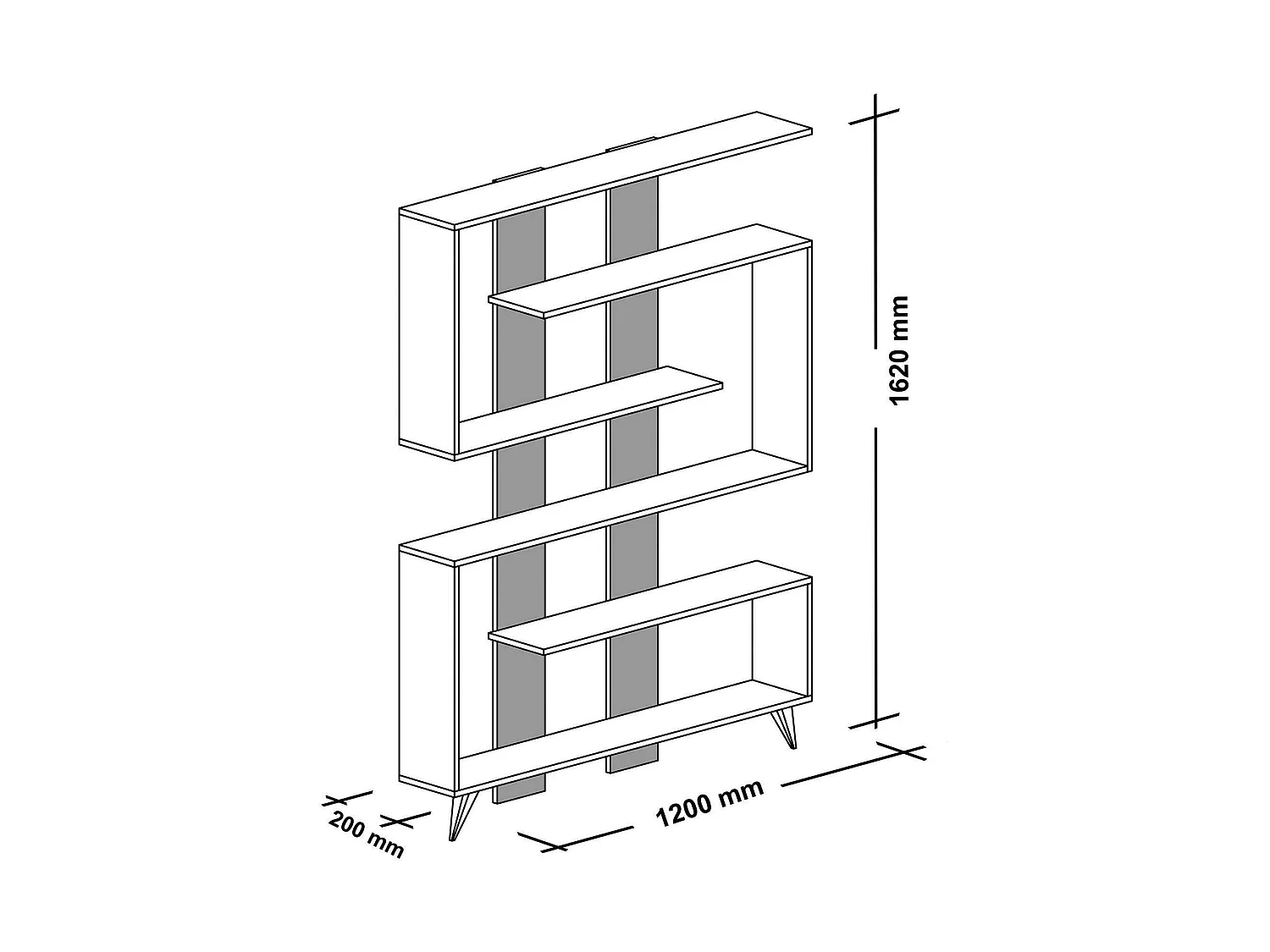 Bibliothèque Gienah, Etagère de bureau, Porte-livre mobile, Librairie, 120x20h162 cm, Blanc et Noyer