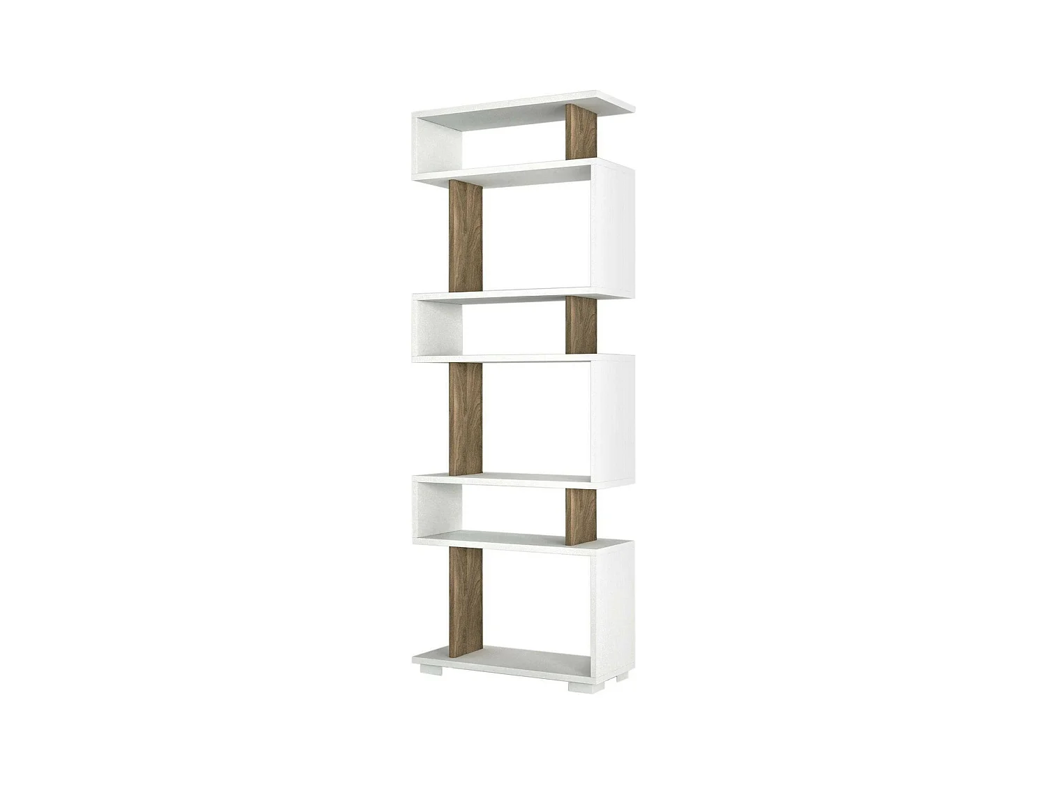Dpeeter boekenkast, kantoorplank, MobiBoekendragers, Bibliotheek, 60x20h165 cm, Wit en Walnoot
