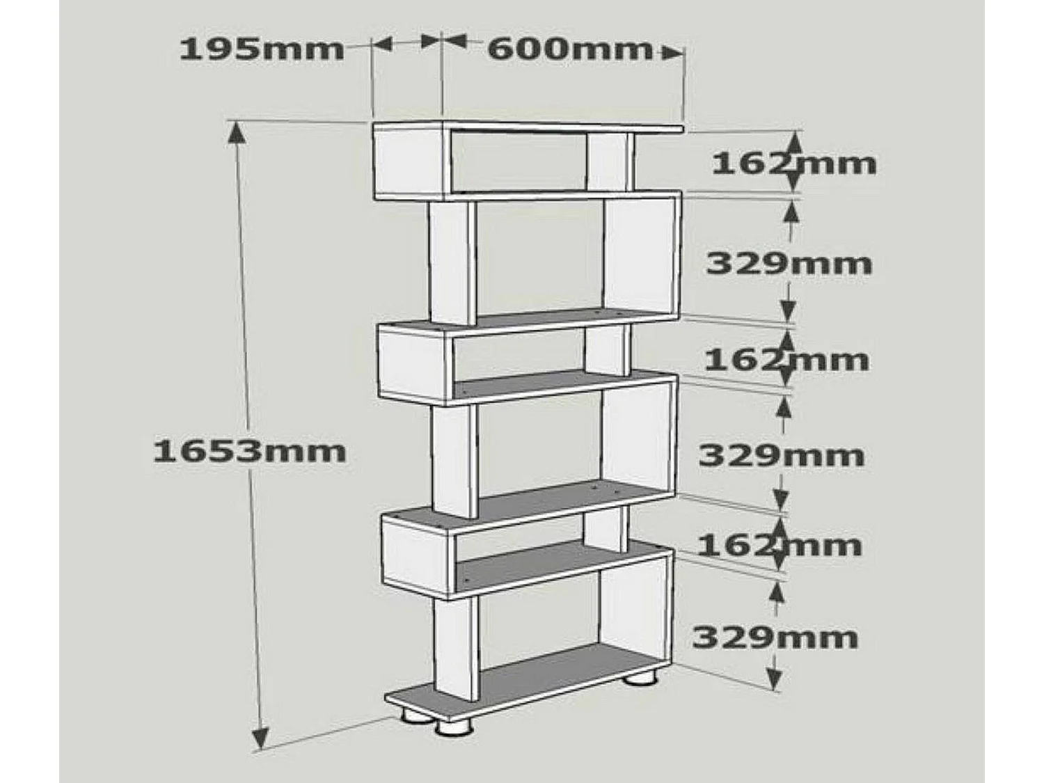 Dpeeter boekenkast, kantoorplank, MobiBoekendragers, Bibliotheek, 60x20h165 cm, Wit en Walnoot