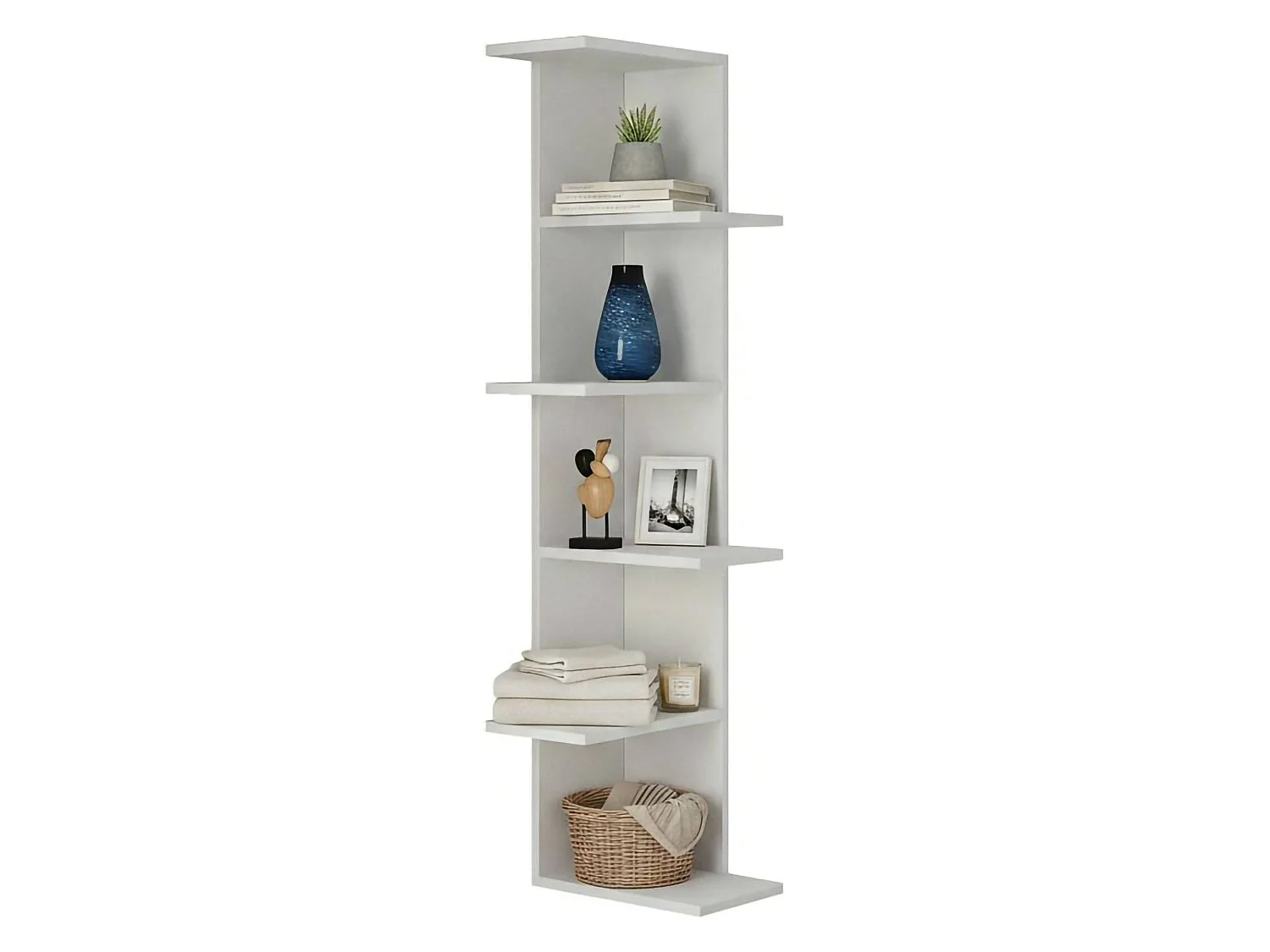 Estante para libros Dlunett, Estante de oficina, Porta libros móvil, Biblioteca, 37x24h141 cm, Blanco