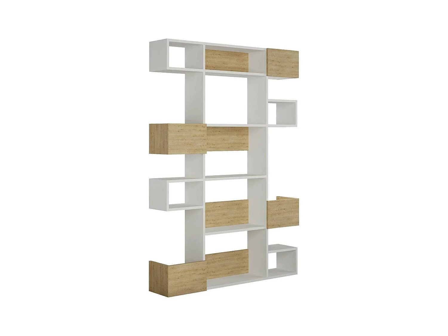 Dpiron Boekenkast, Kantoorplank, Boekenkast, Bibliotheek, 120x25h171 cm, Wit en Eiken