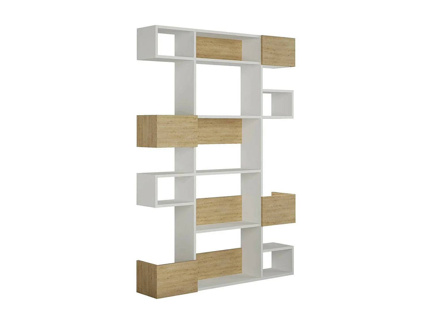 Estante para libros Dpiron, Estante de oficina, Porta libros móvil, Biblioteca, 120x25h171 cm, Blanco y Roble