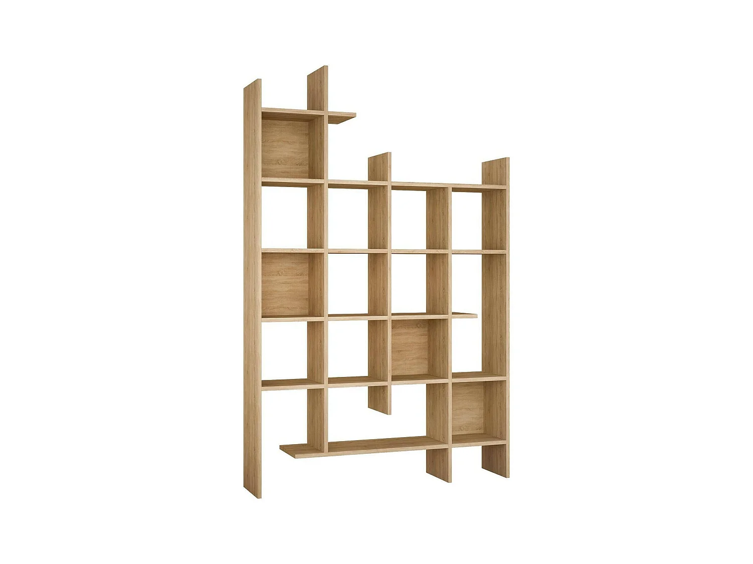 Bibliothèque Chertan, Etagère de bureau, Porte-livre mobile, Librairie, 122x26h188 cm, Chêne