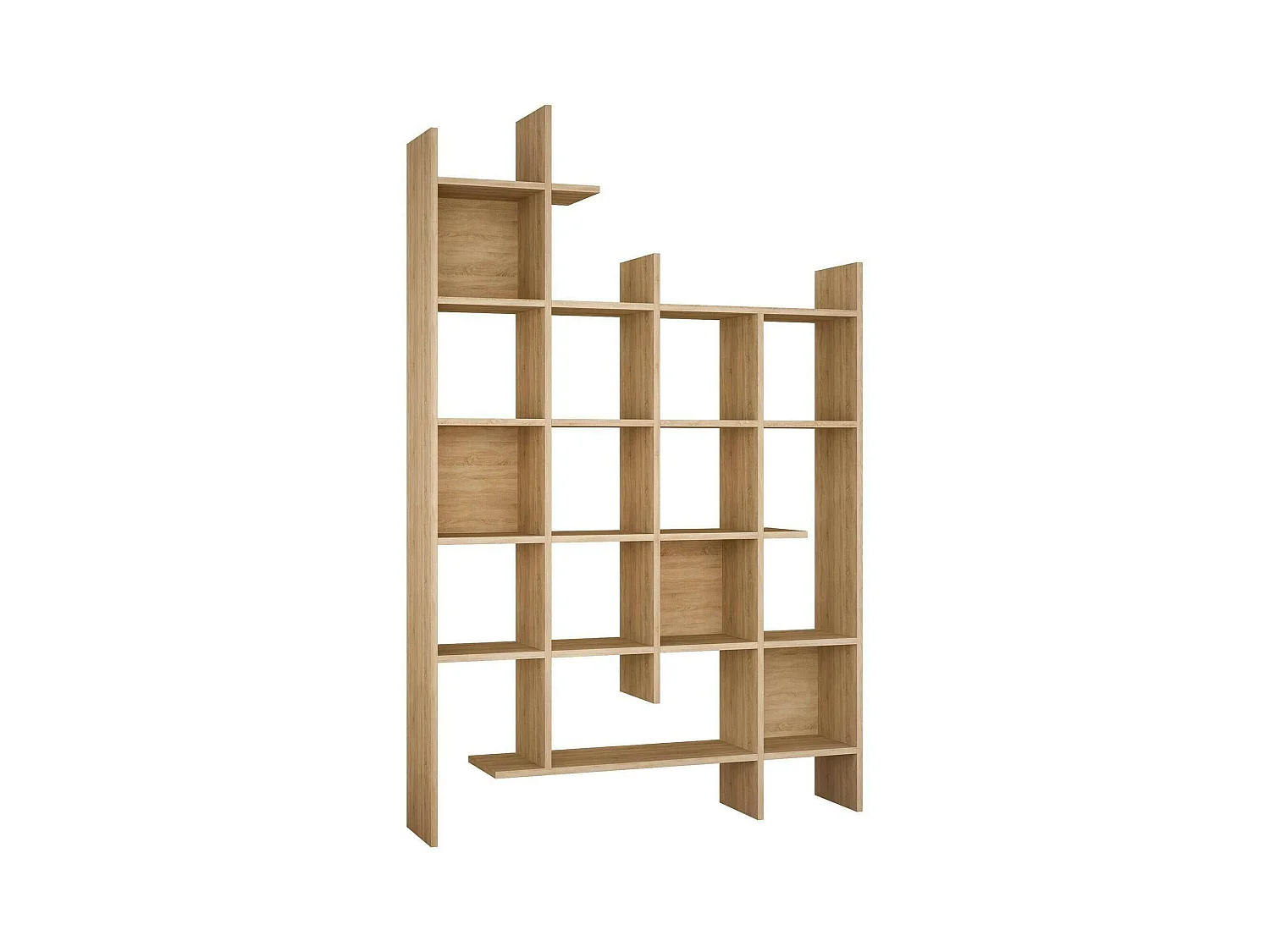 Bibliothèque Chertan, Etagère de bureau, Porte-livre mobile, Librairie, 122x26h188 cm, Chêne