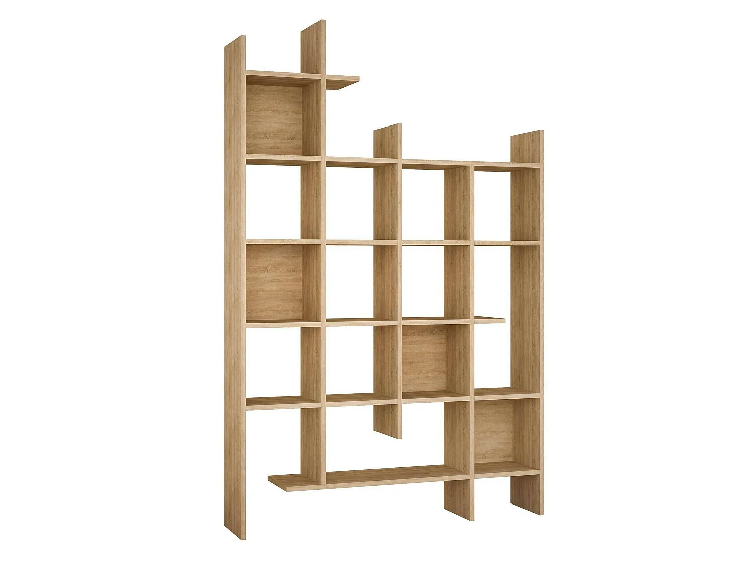 Bibliothèque Chertan, Etagère de bureau, Porte-livre mobile, Librairie, 122x26h188 cm, Chêne