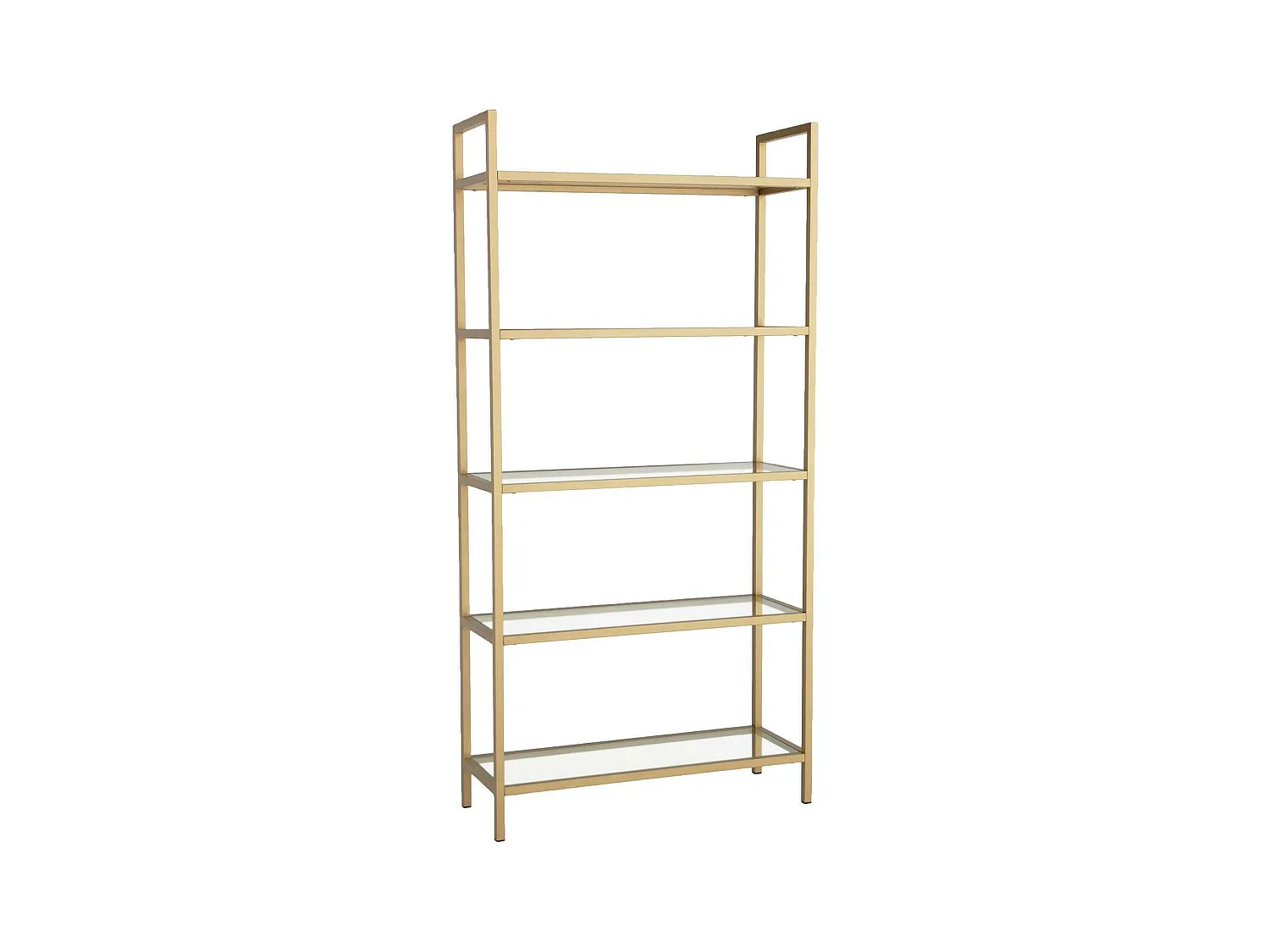 Bibliothèque Delphini, Etagère de bureau, Porte-livre mobile, Librairie, 80x30h165 cm, Or
