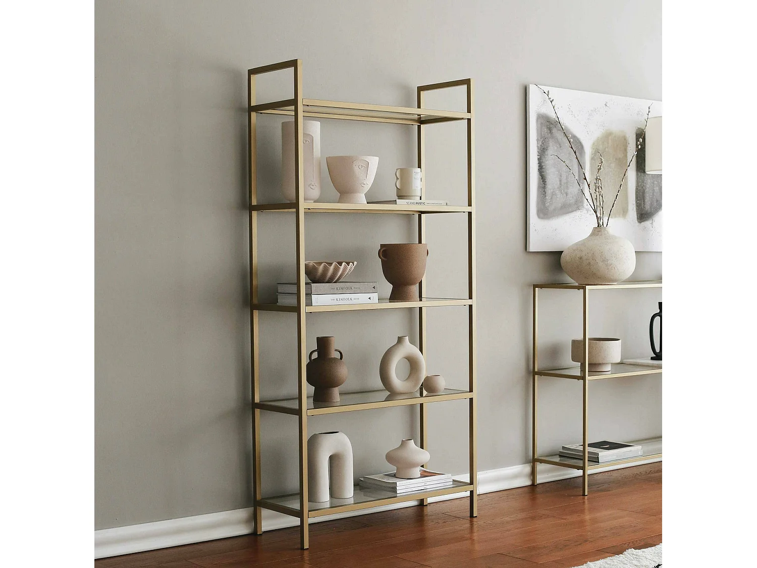 Dmora - Libreria Stratonice, 80x30h165 cm, Oro