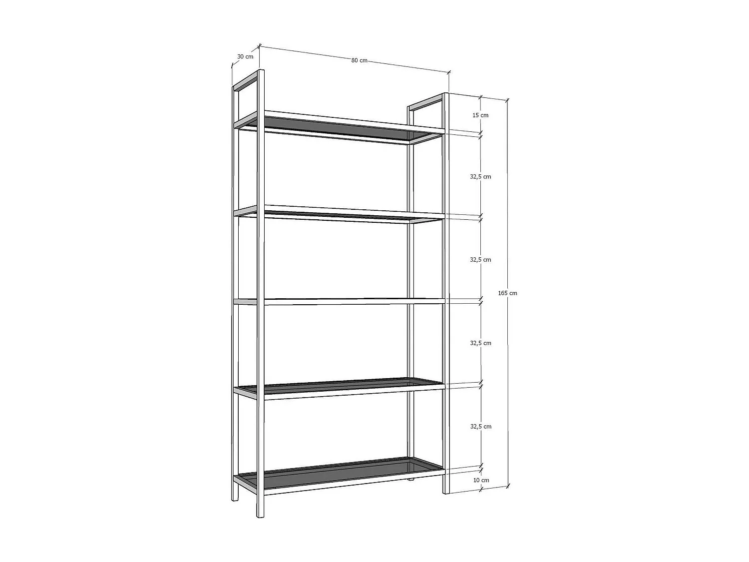 Dmora - Libreria Stratonice, 80x30h165 cm, Oro