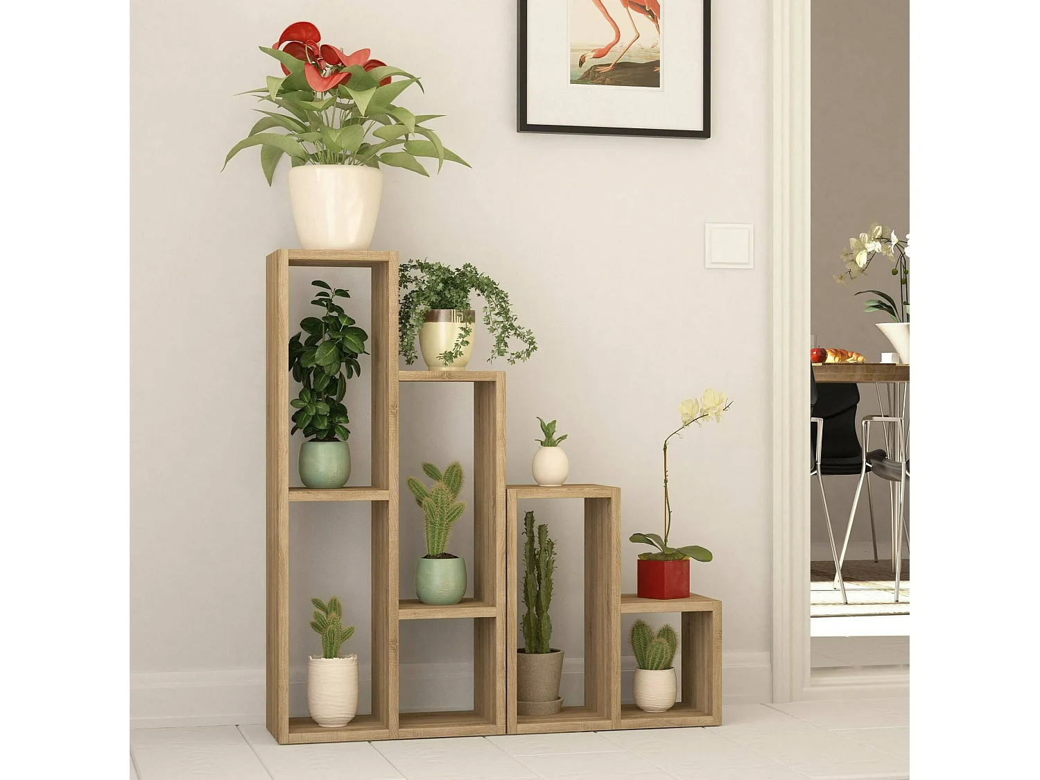 Bibliothèque Hespera, Etagère de bureau, Porte-livre mobile, Librairie, 84x20h89 cm, Chêne