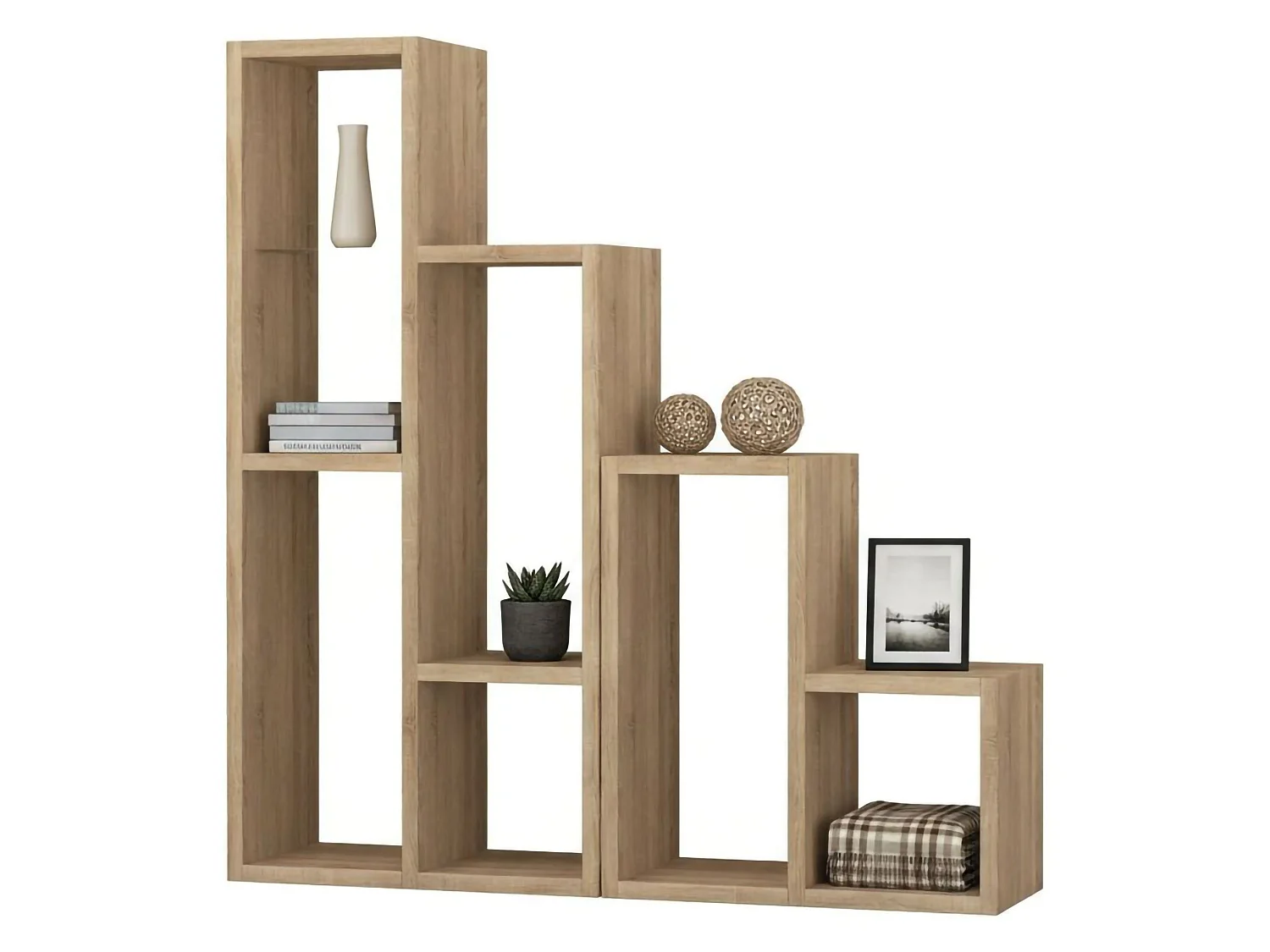 Bibliothèque Hespera, Etagère de bureau, Porte-livre mobile, Librairie, 84x20h89 cm, Chêne