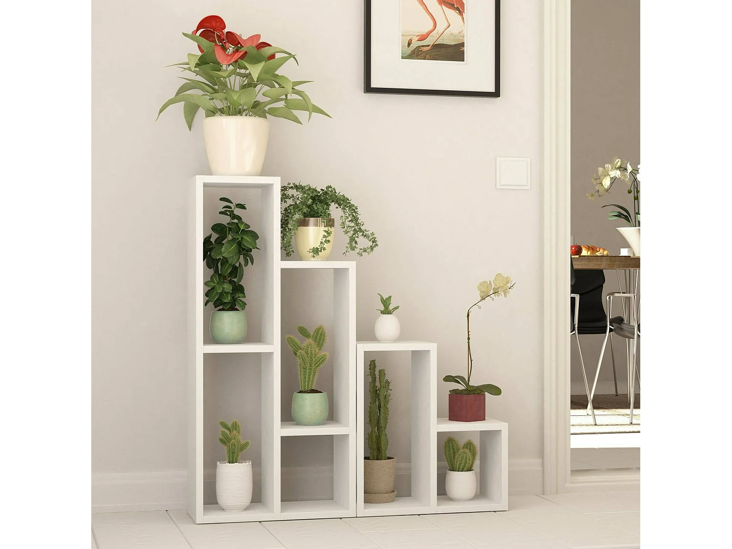 Bibliothèque Hespera, Etagère de bureau, Porte-livre mobile, Librairie, 84x20h89 cm, Blanc