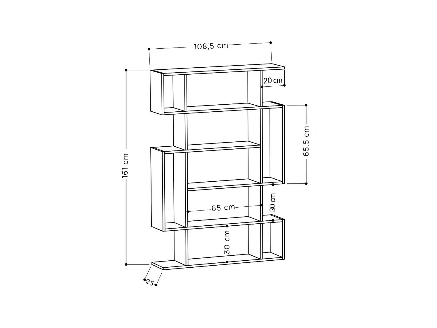 Bibliothèque Adhara, Etagère de bureau, Porte-livre mobile, Librairie, 110x26h161 cm, Anthracite et Beige