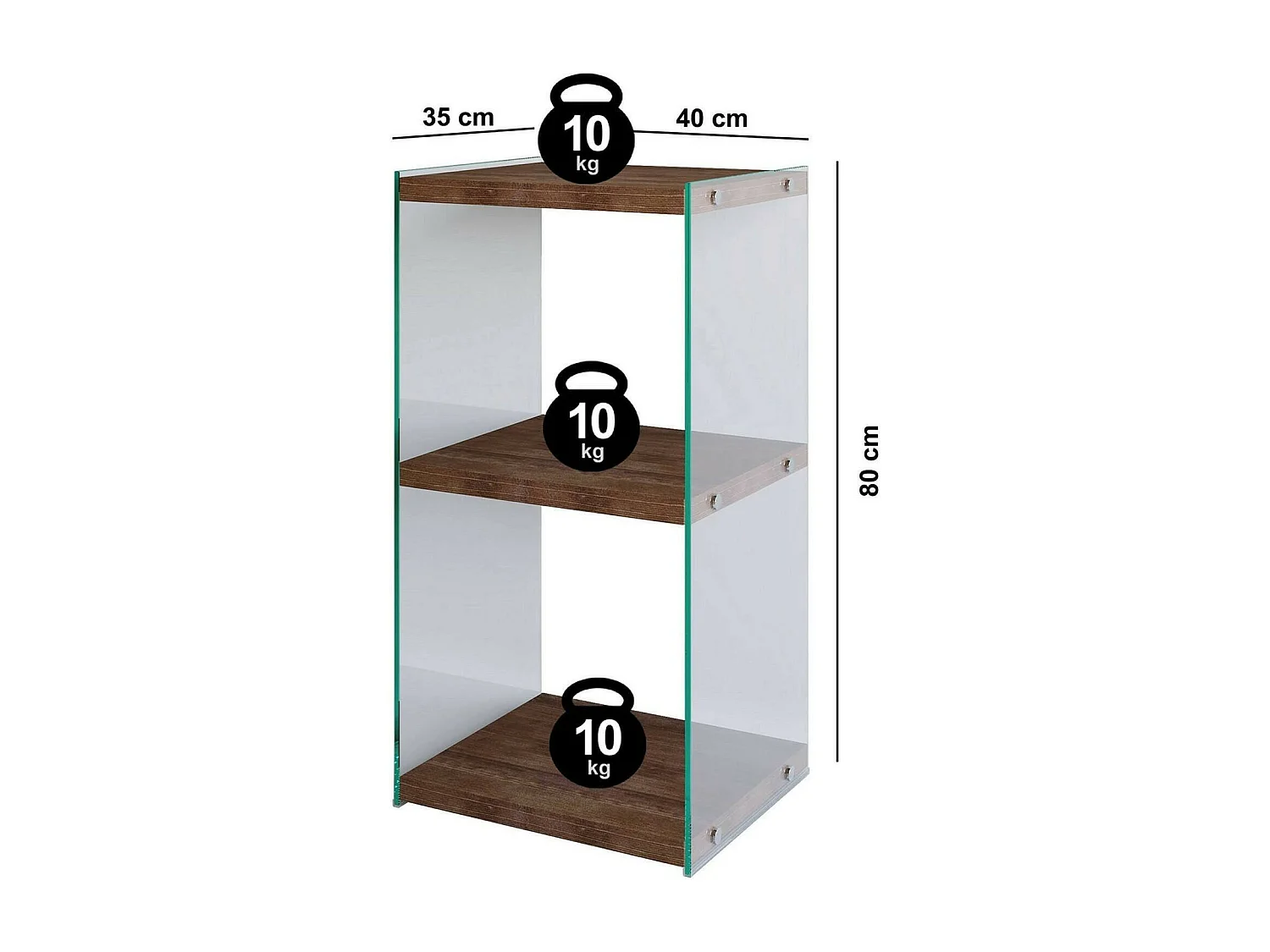 Bücherregal Dpersic, Büroregal, Mobiler Buchhalter, Bücherbrett, 40x35h80 cm, Nussbaum