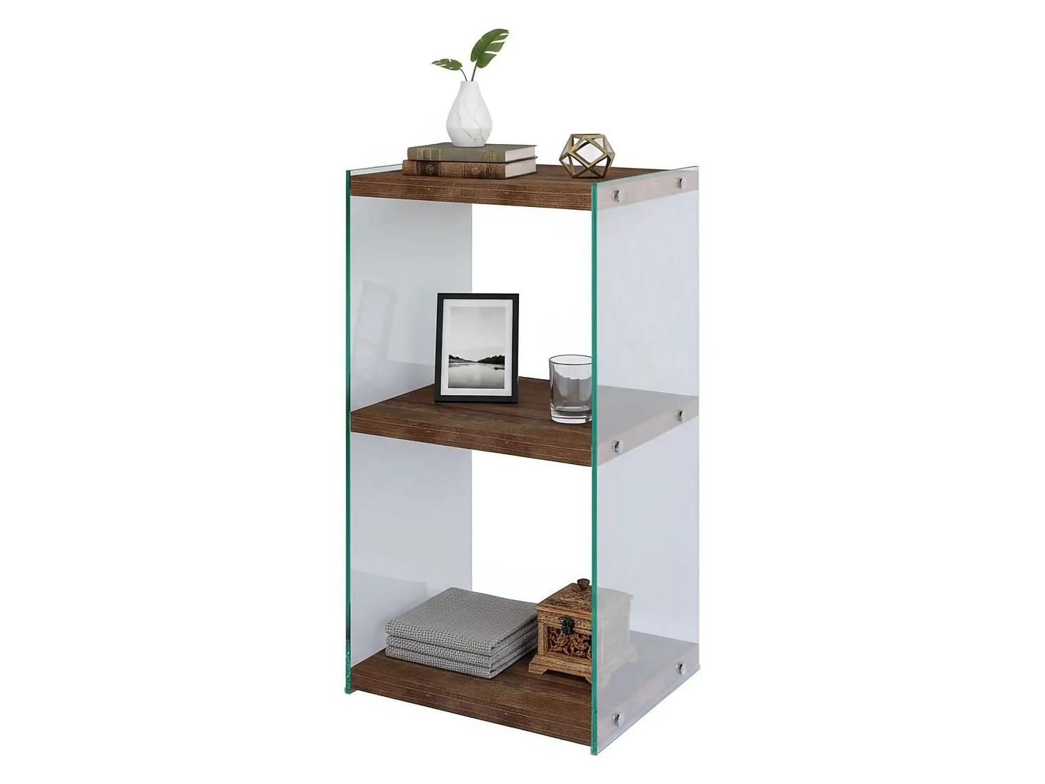 Bücherregal Dpersic, Büroregal, Mobiler Buchhalter, Bücherbrett, 40x35h80 cm, Nussbaum