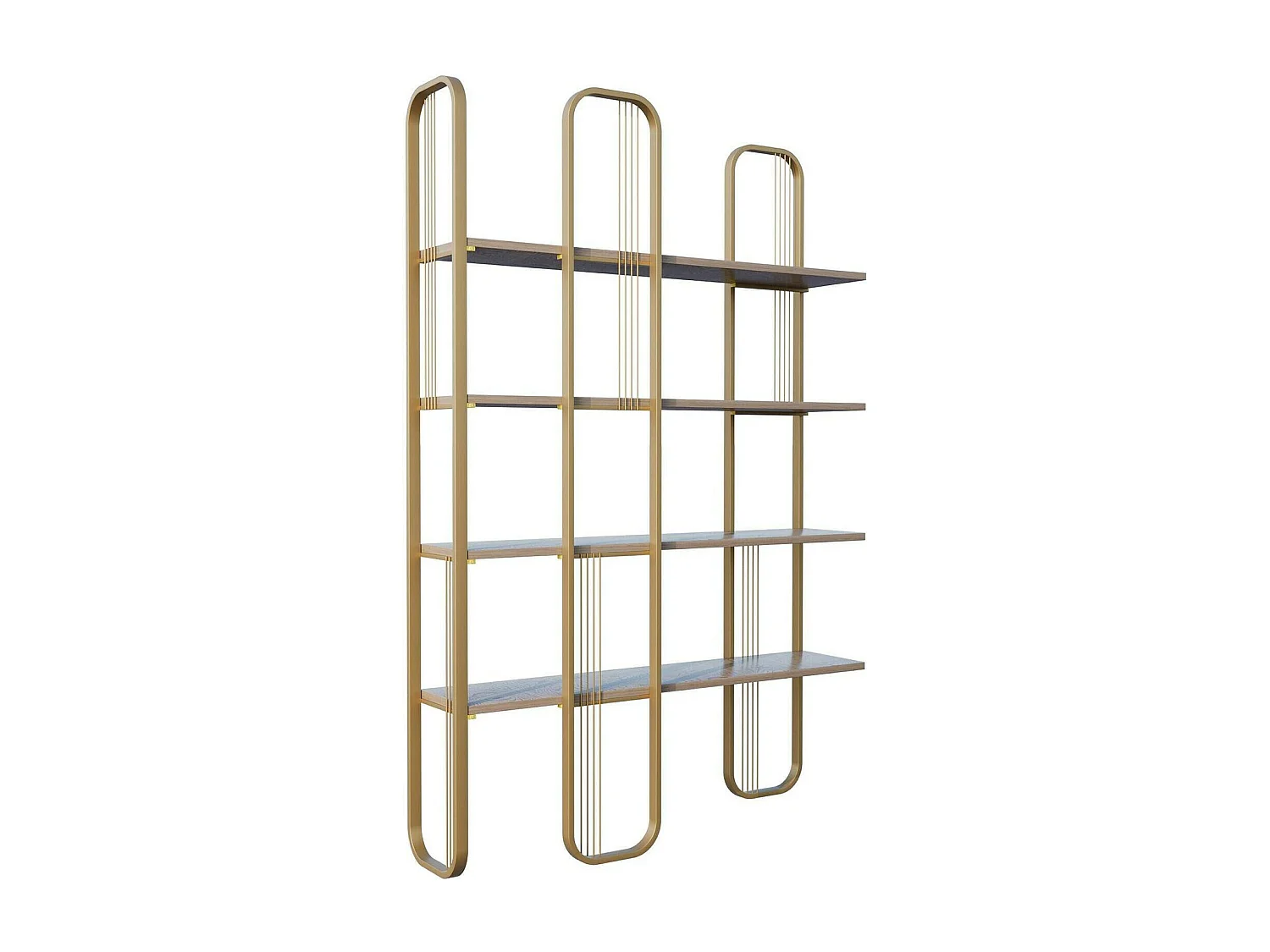 Bibliothèque Almena, Etagère de bureau, Porte-livre mobile, Librairie, 125x28h180 cm, Or