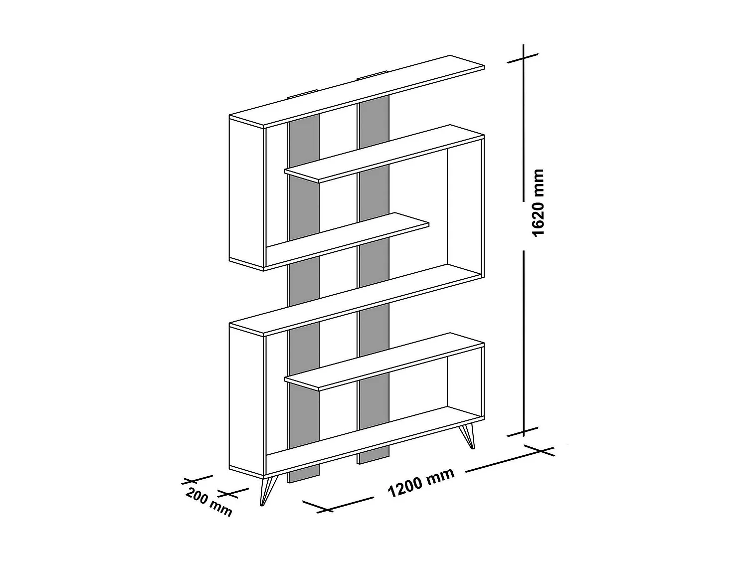 Bibliothèque Gienah, Etagère de bureau, Porte-livre mobile, Librairie, 120x20h162 cm, Blanc