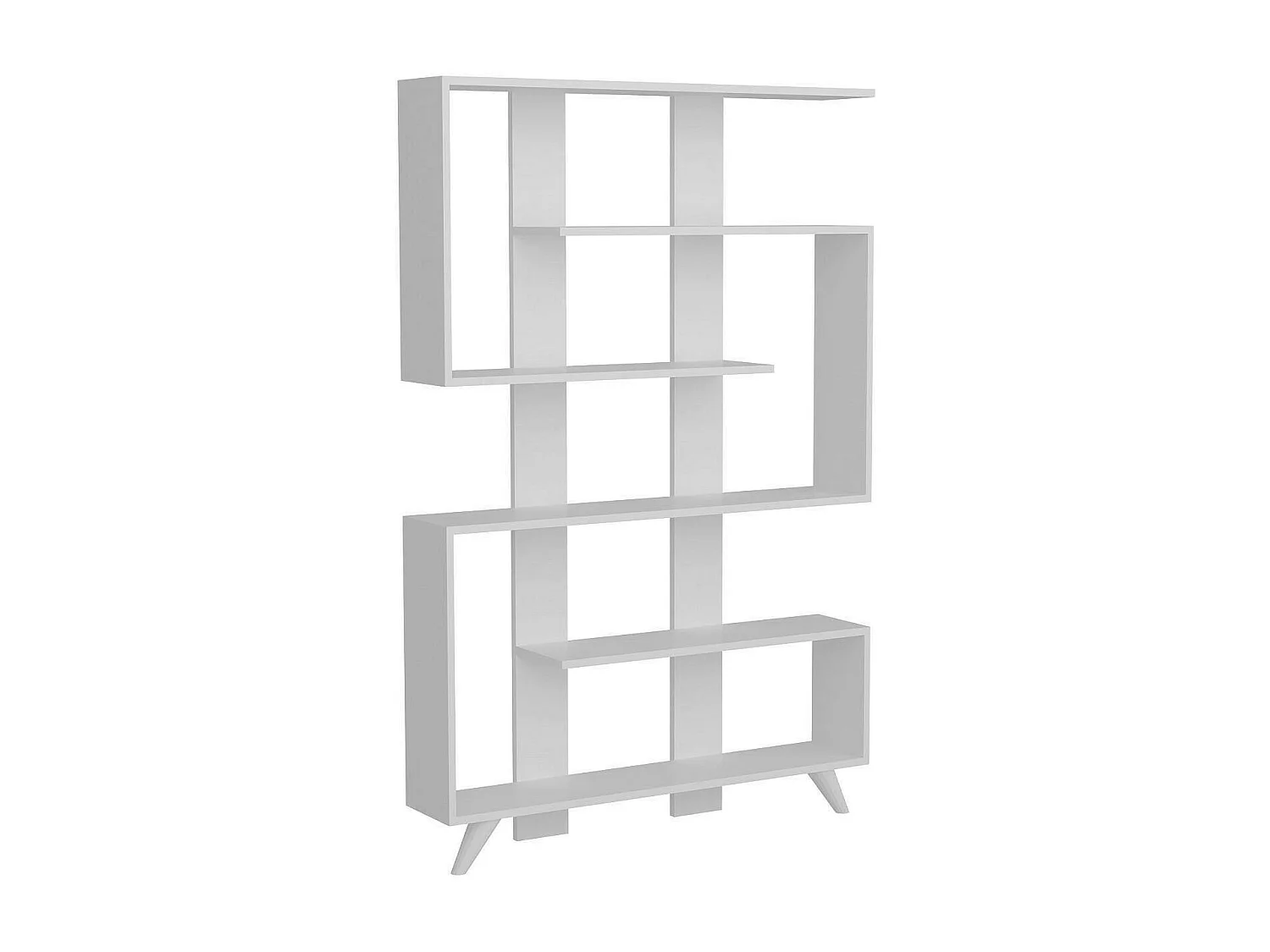 Bibliothèque Gienah, Etagère de bureau, Porte-livre mobile, Librairie, 120x20h162 cm, Blanc