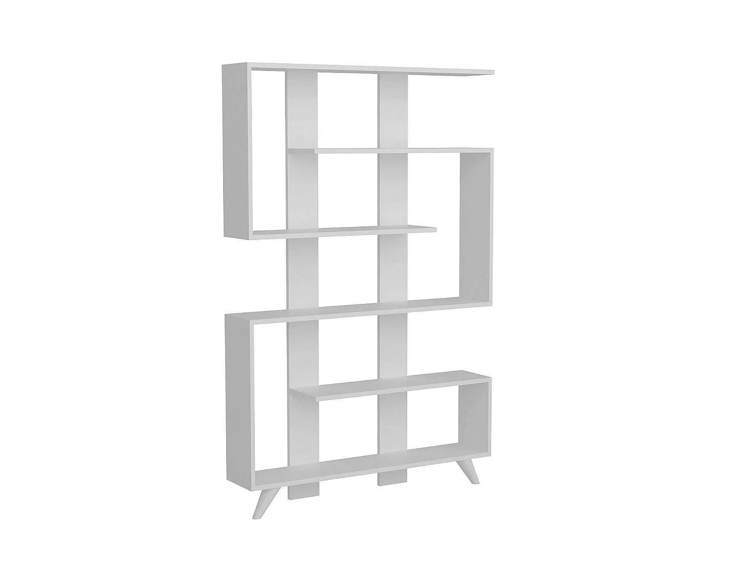 Bibliothèque Gienah, Etagère de bureau, Porte-livre mobile, Librairie, 120x20h162 cm, Blanc