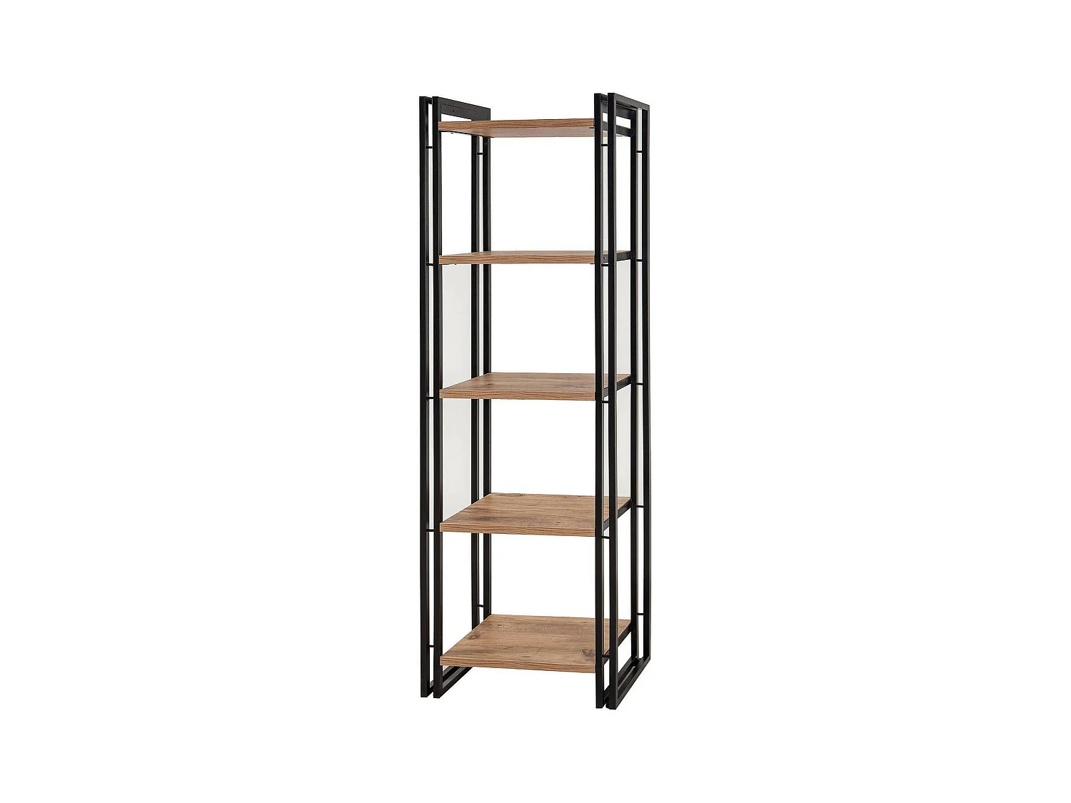 Bibliothèque Sol, Etagère de bureau, Porte-livre mobile, Librairie, 60x35h180 cm, Chêne et Noir
