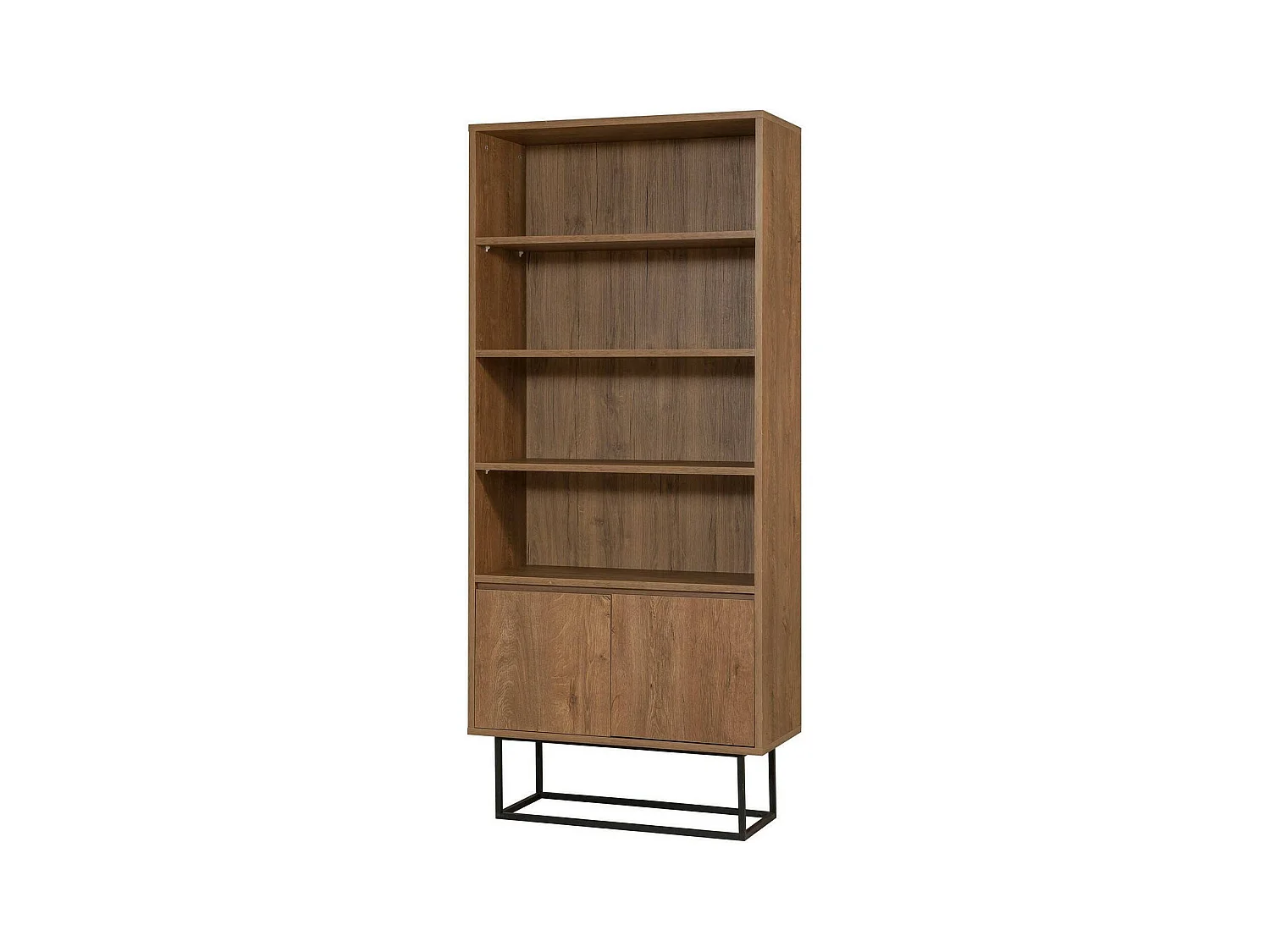 Bibliothèque Almeni, Etagère de bureau, Porte-livre mobile, Librairie, 80x36h182 cm, Noyer et Noir