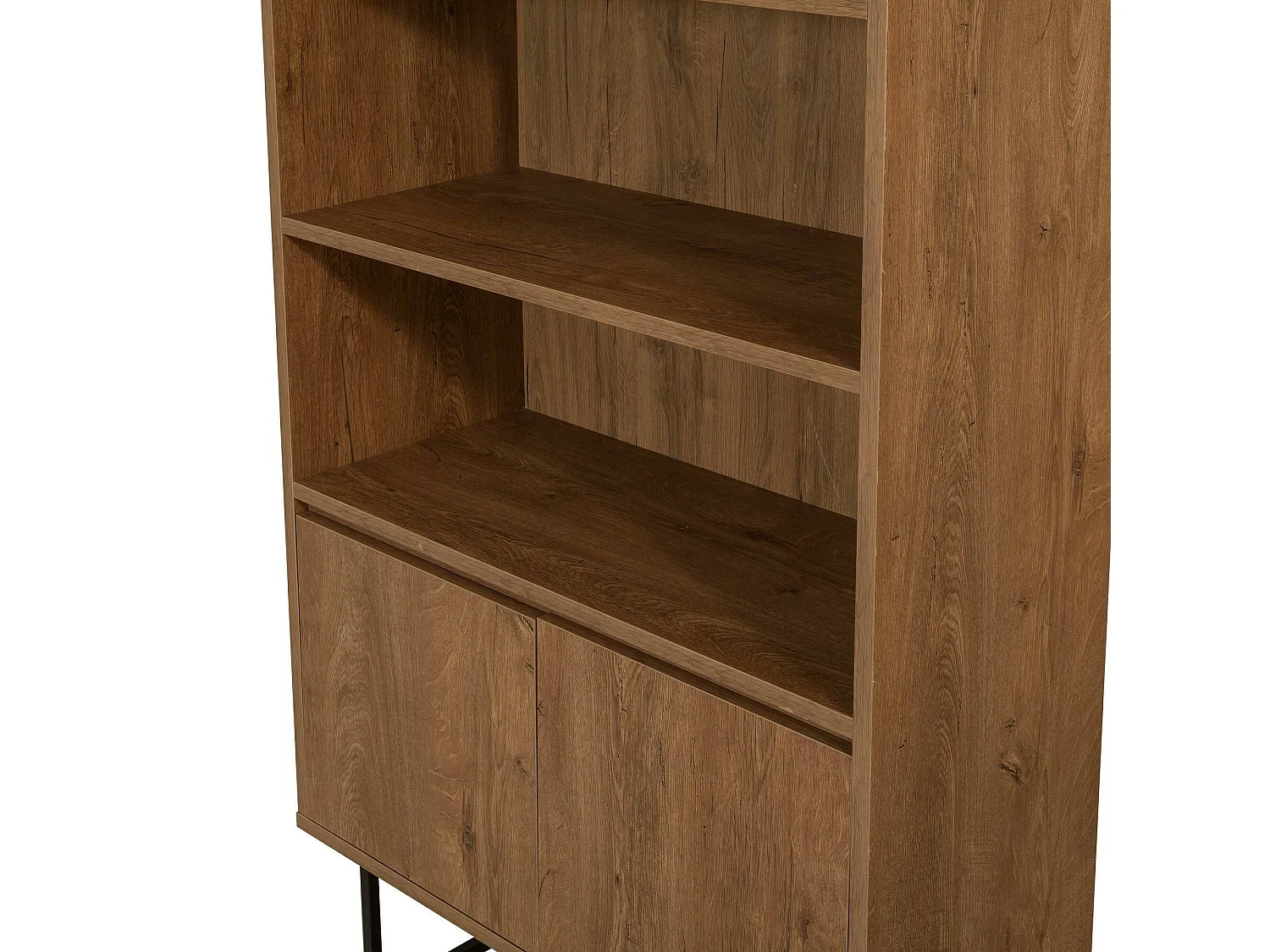 Bibliothèque Almeni, Etagère de bureau, Porte-livre mobile, Librairie, 80x36h182 cm, Noyer et Noir