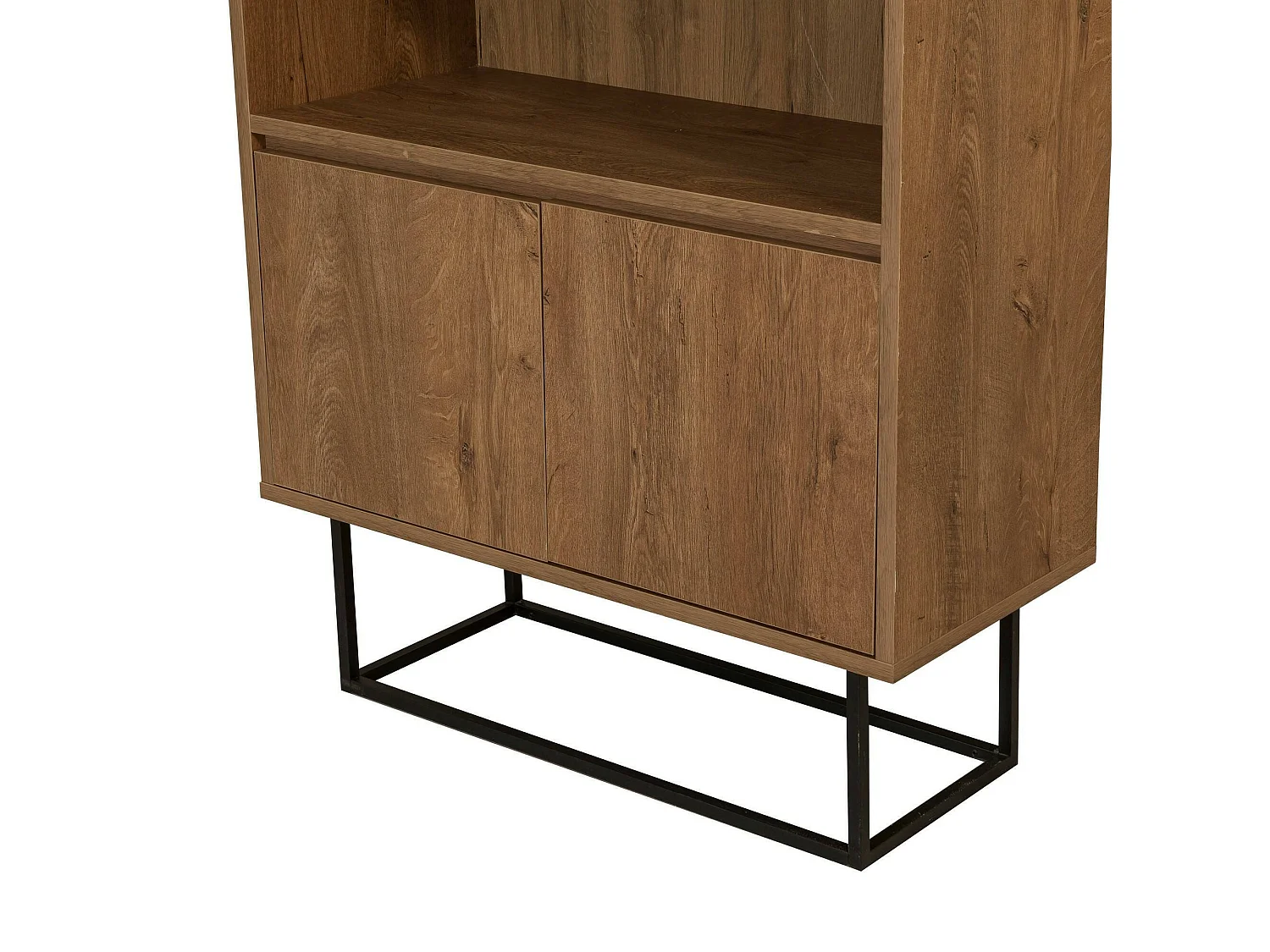 Bibliothèque Almeni, Etagère de bureau, Porte-livre mobile, Librairie, 80x36h182 cm, Noyer et Noir