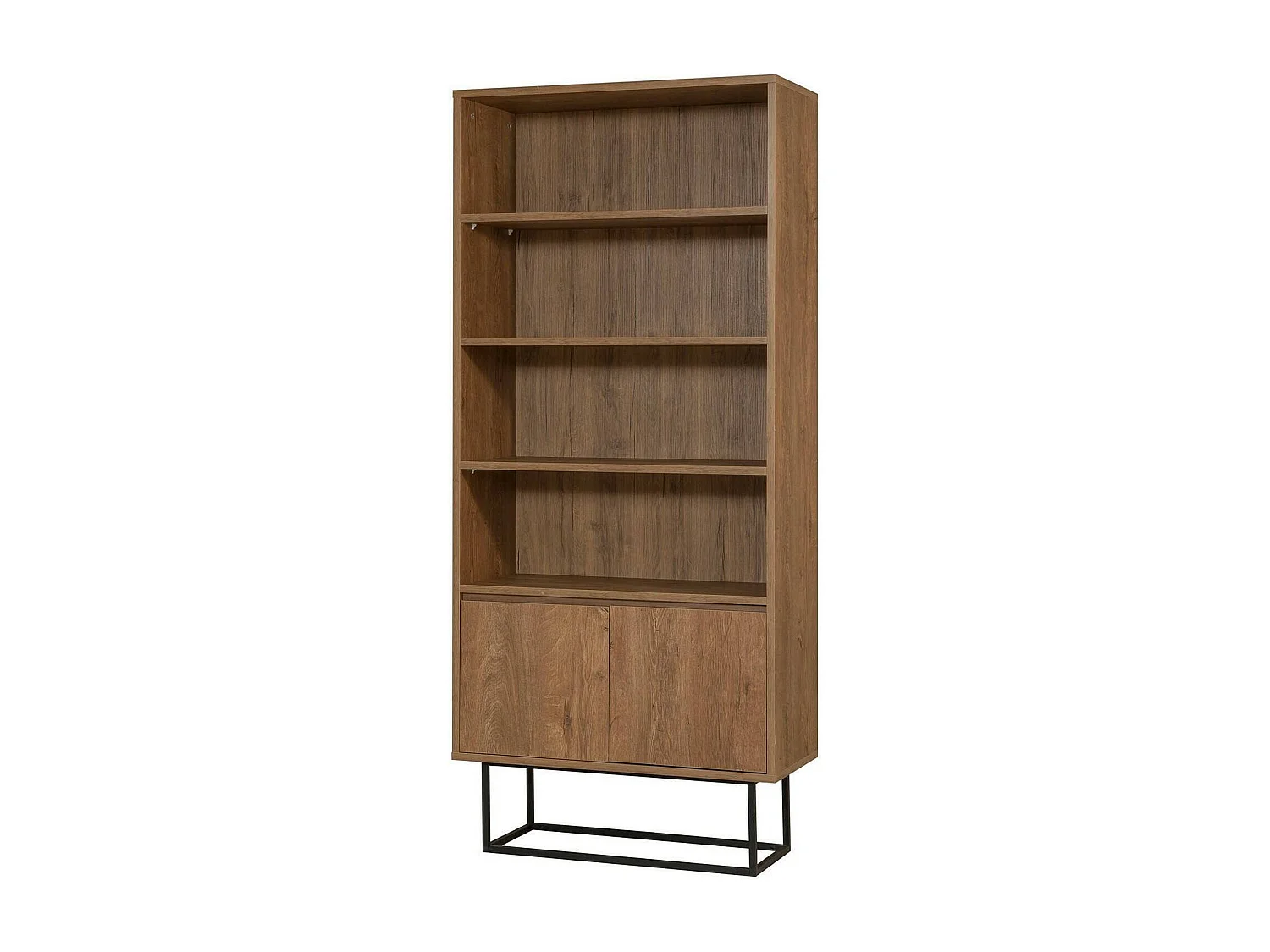 Bibliothèque Almeni, Etagère de bureau, Porte-livre mobile, Librairie, 80x36h182 cm, Noyer et Noir