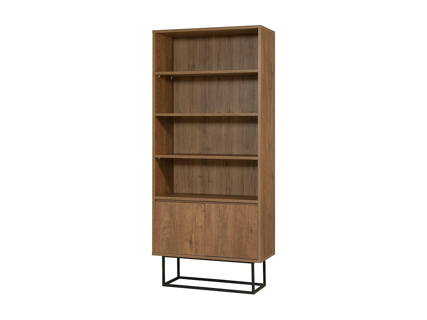 Bibliothèque Almeni, Etagère de bureau, Porte-livre mobile, Librairie, 80x36h182 cm, Noyer et Noir