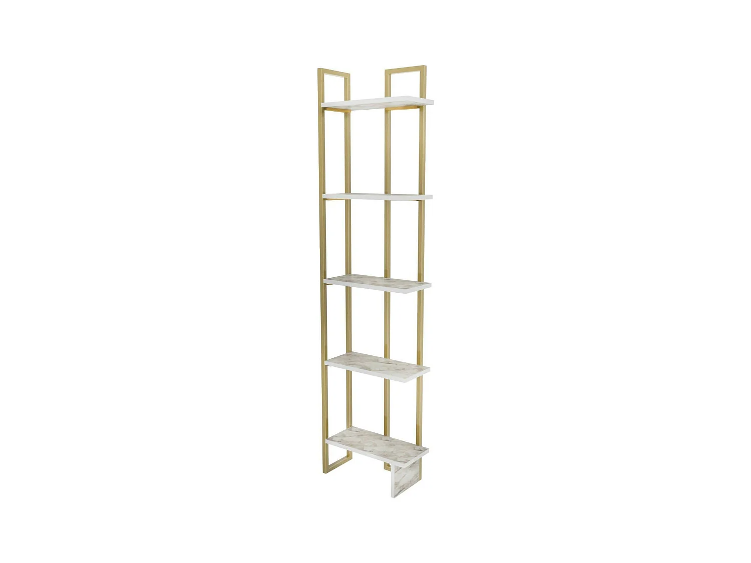 Dbradari Boekenkast, Boekenplank van uffIcio, Boekenkast, Bibliotheek, 45x22h180 cm, Wit en Goud