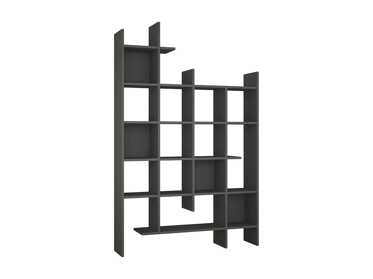 Bibliothèque Chertan, Etagère de bureau, Porte-livre mobile, Librairie, 122x26h188 cm, Anthracite