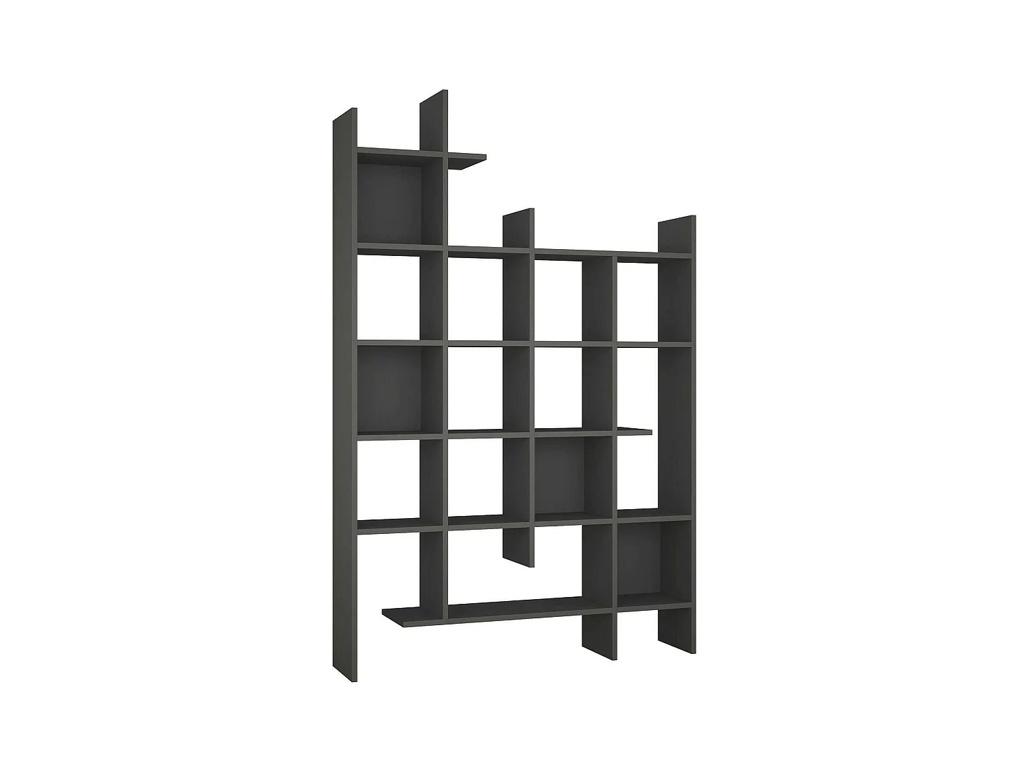 Bibliothèque Chertan, Etagère de bureau, Porte-livre mobile, Librairie, 122x26h188 cm, Anthracite