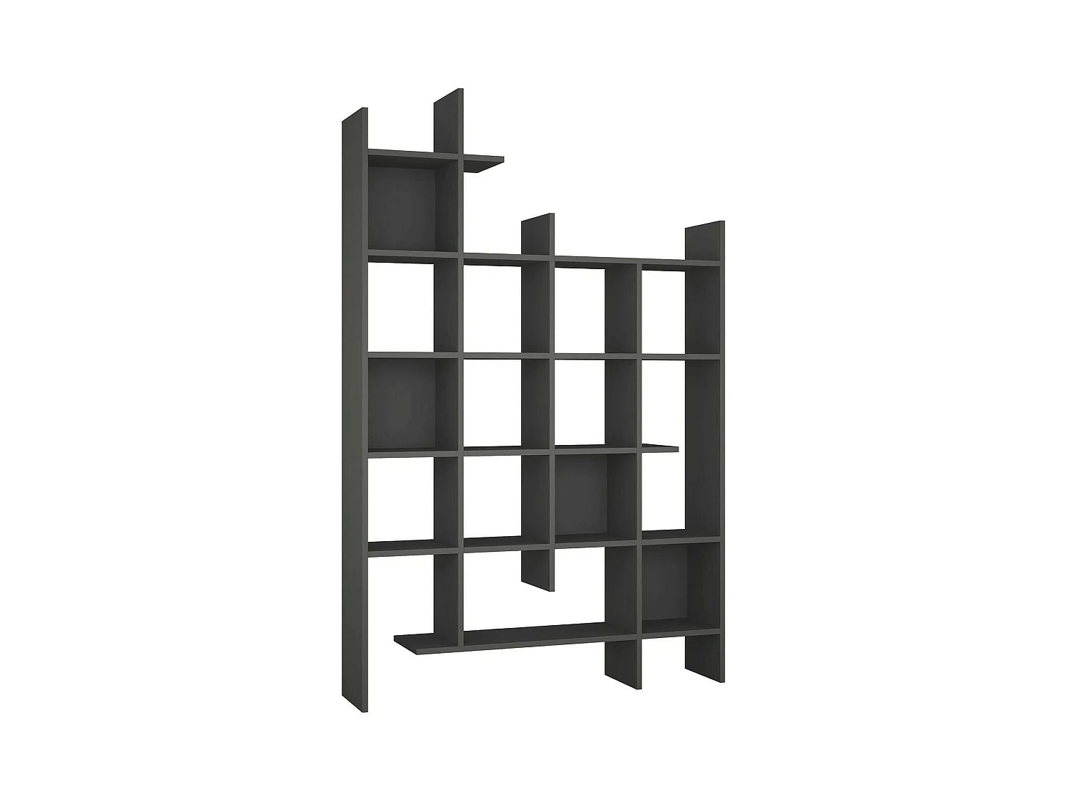 Bibliothèque Chertan, Etagère de bureau, Porte-livre mobile, Librairie, 122x26h188 cm, Anthracite
