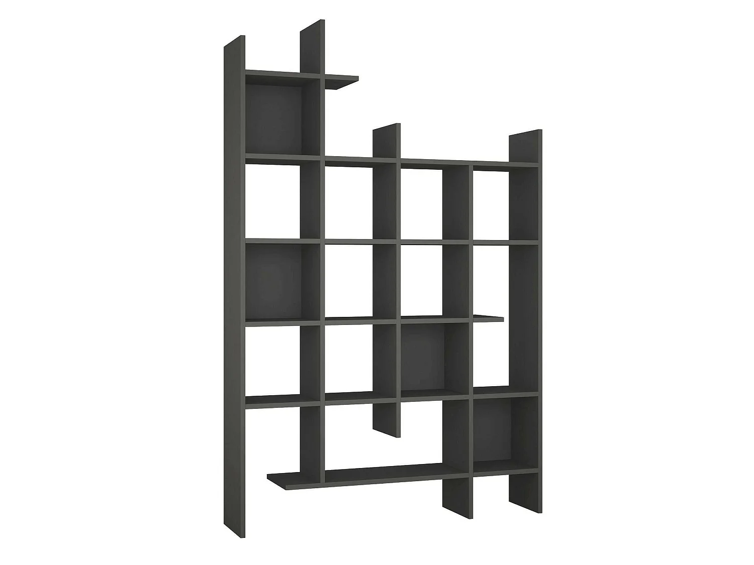 Bibliothèque Chertan, Etagère de bureau, Porte-livre mobile, Librairie, 122x26h188 cm, Anthracite